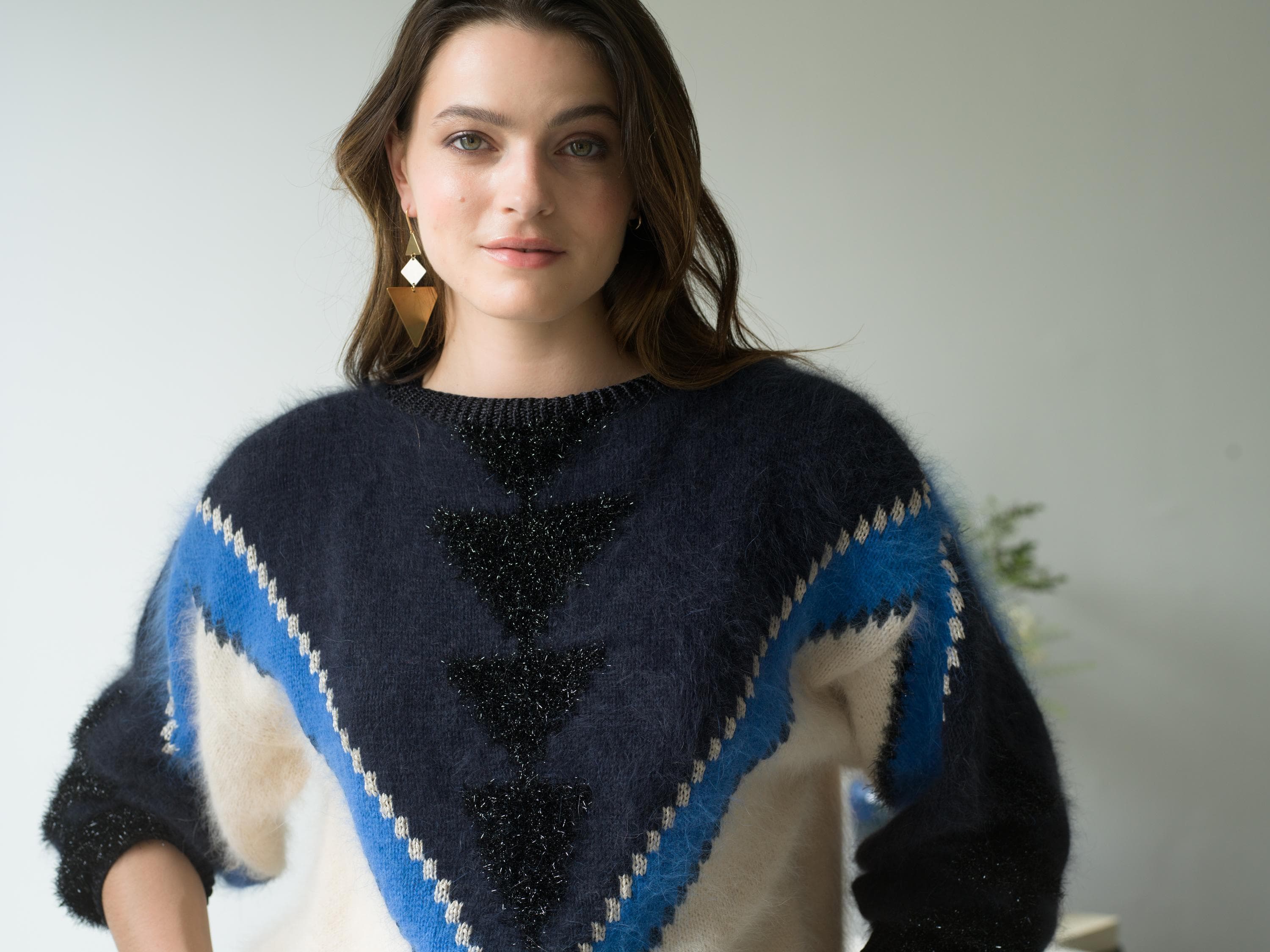 Annyblatt Manelle pullover kit maglia angora S blu marine