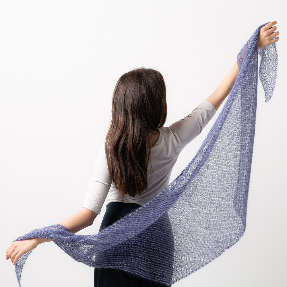 Pascuali Striped Feather schema maglia scialle mohair
