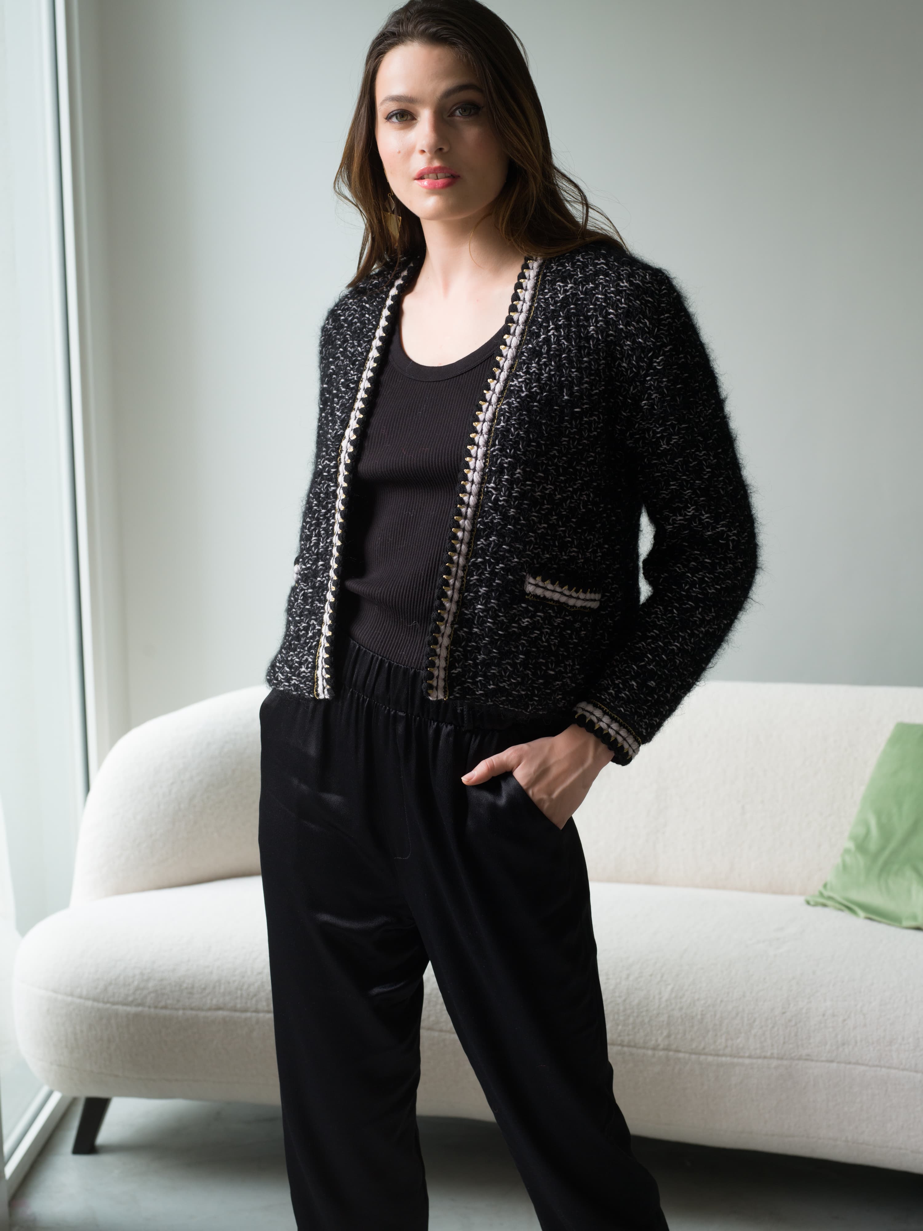Anny Blatt Natalia kit maglia giacca taglia M nero mohair