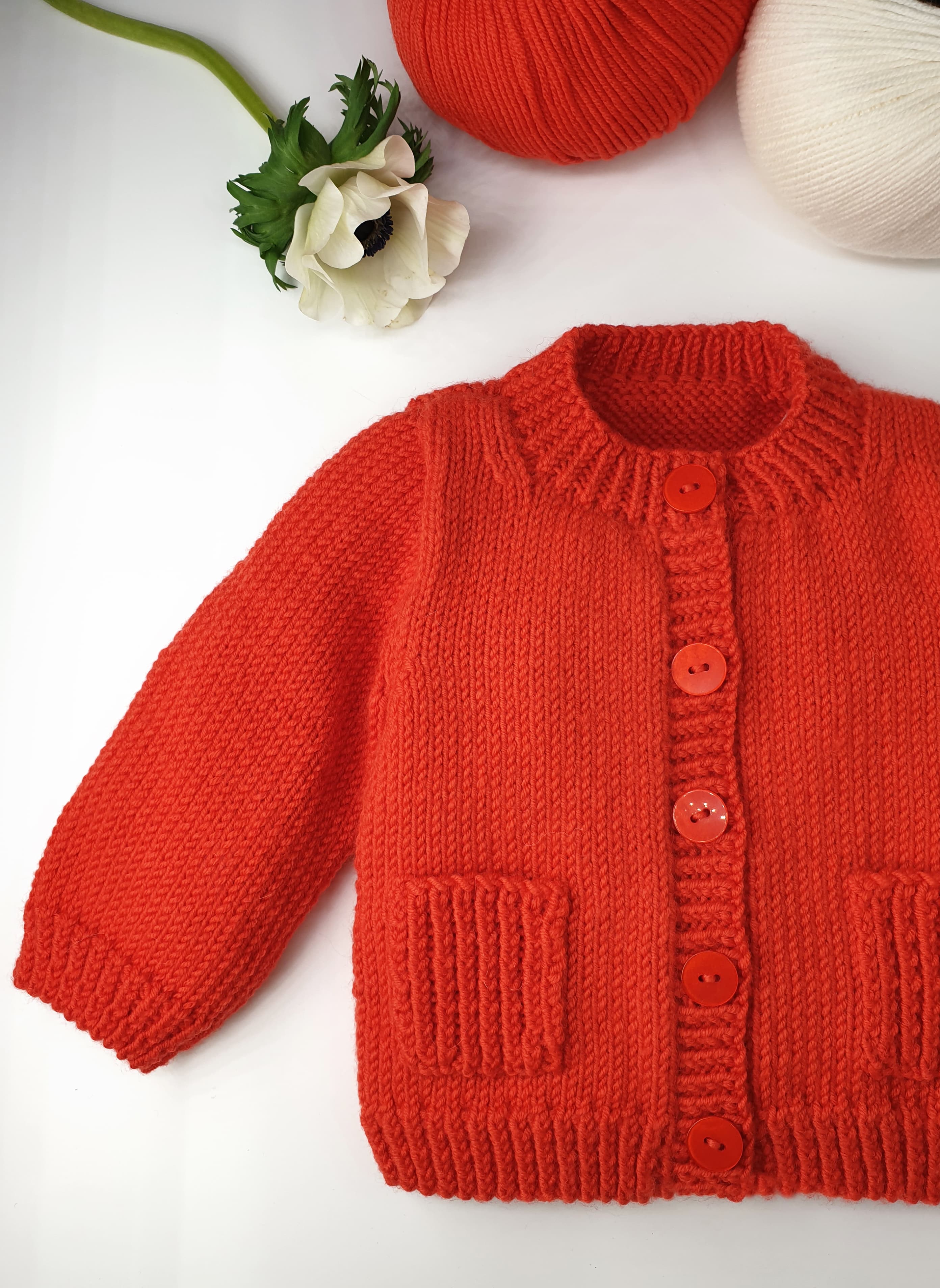 Anny Blatt Kaki cardigan neonato merinos rosso