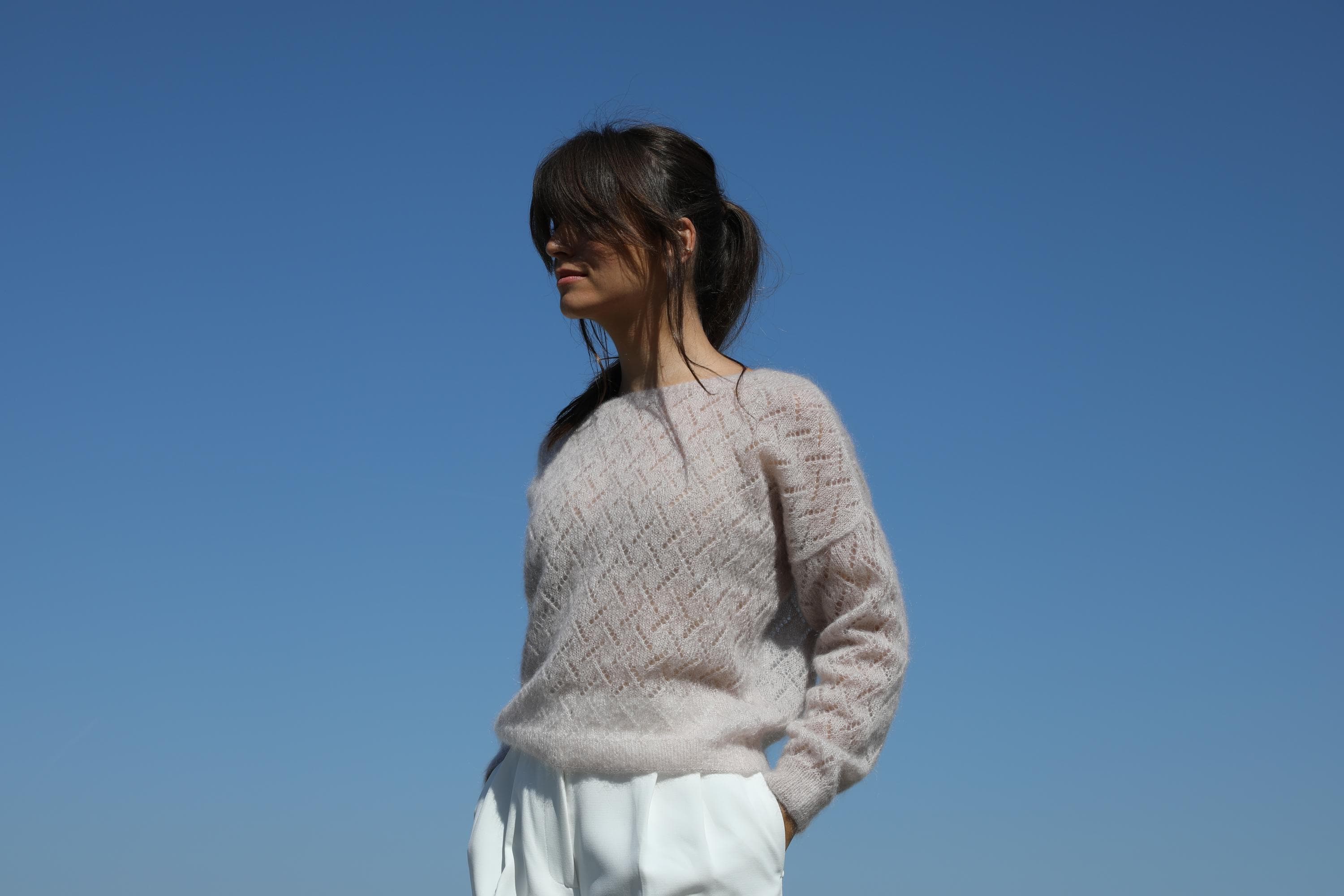 Annyblatt Tricia kit gilet M dune mohair scollo V
