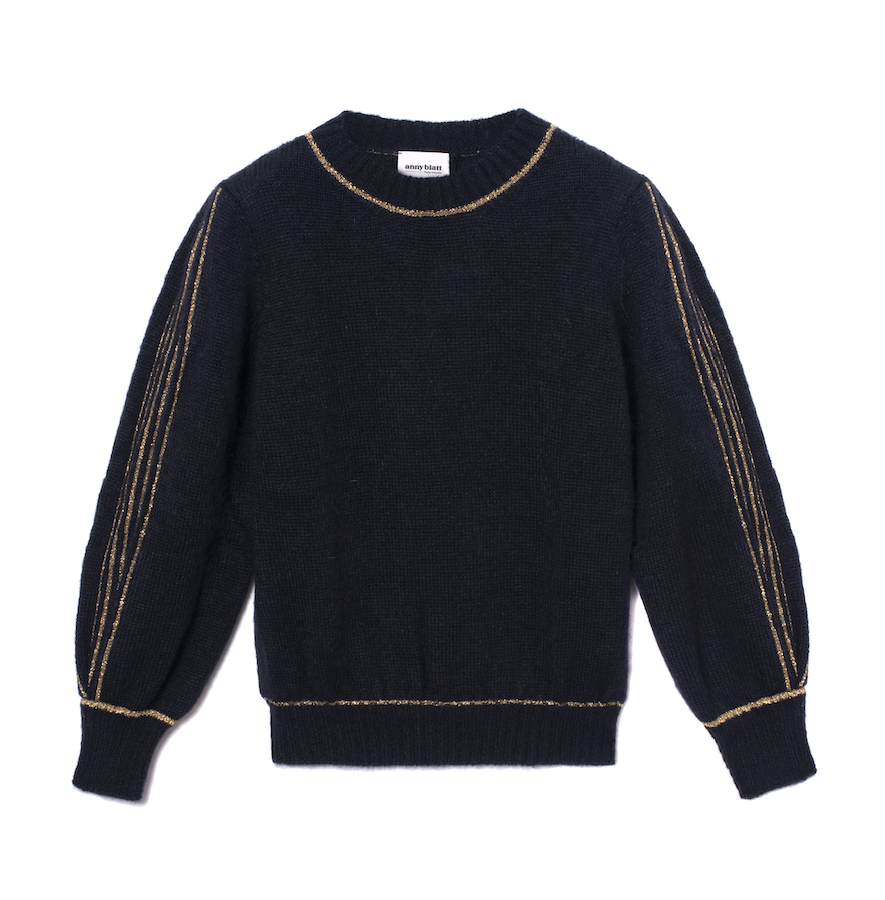 Anny Blatt Alix maglione mohair nero e oro
