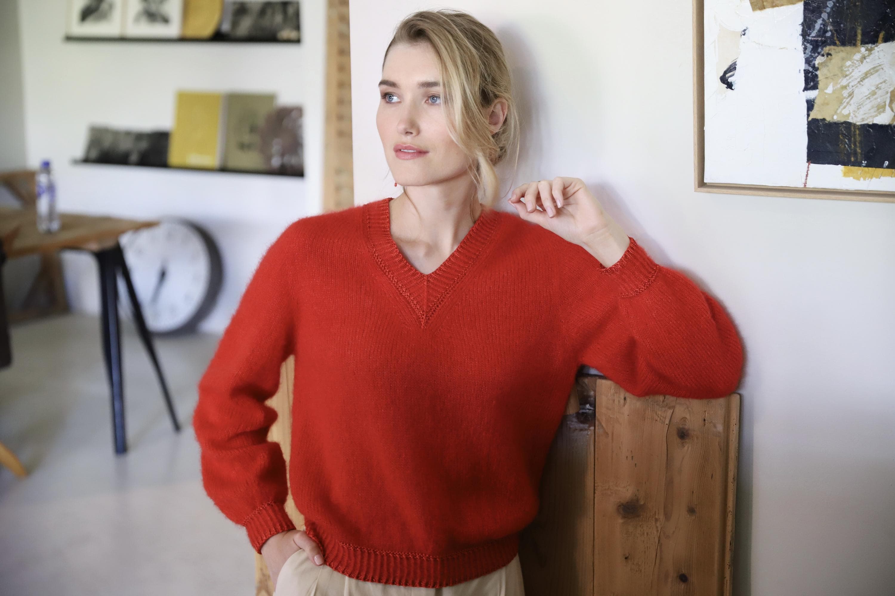 Annyblatt Albane pull donna scollo V mohair