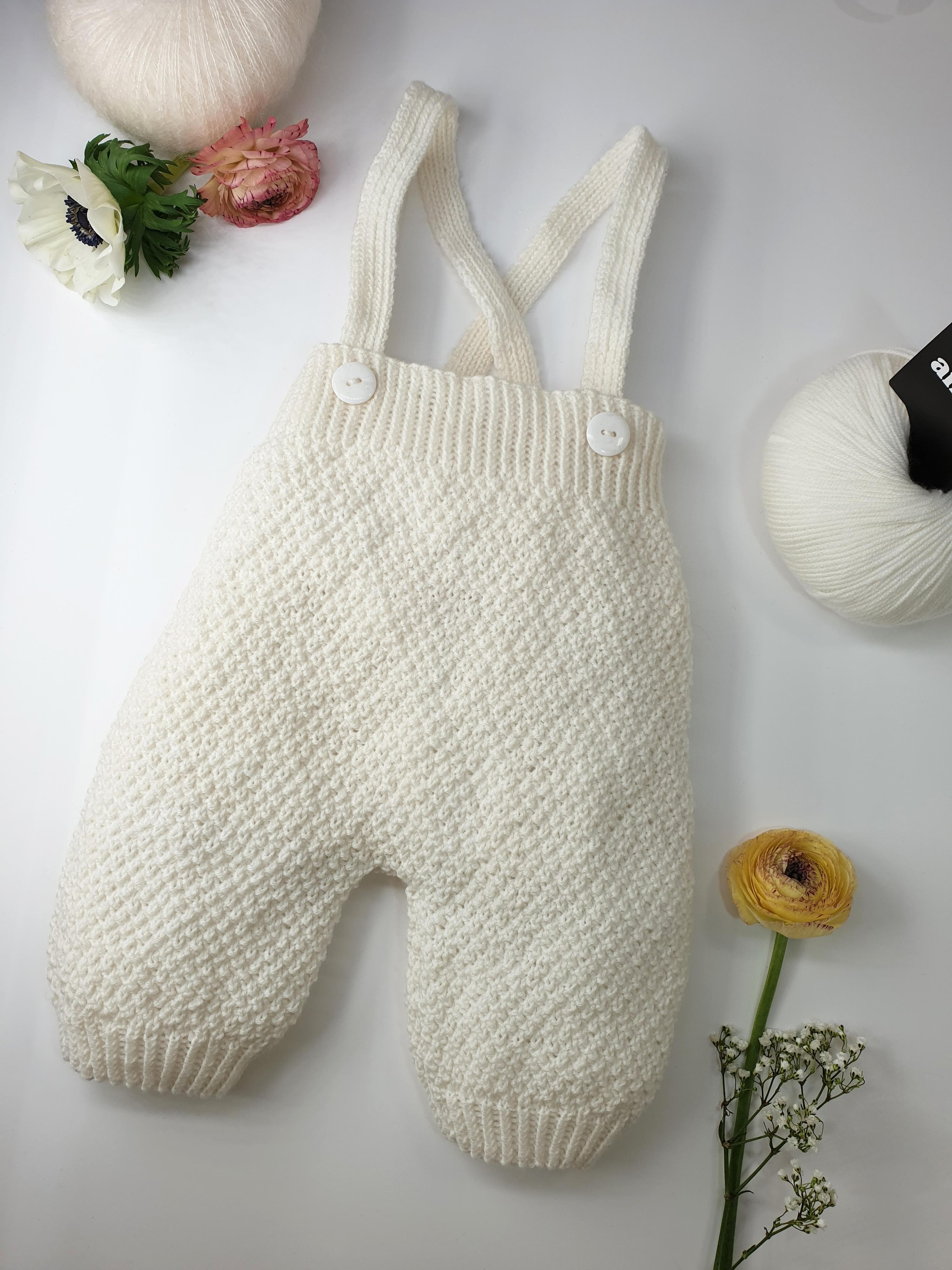 Annyblatt Aloes pantaloni neonato kit lana Bianco T1