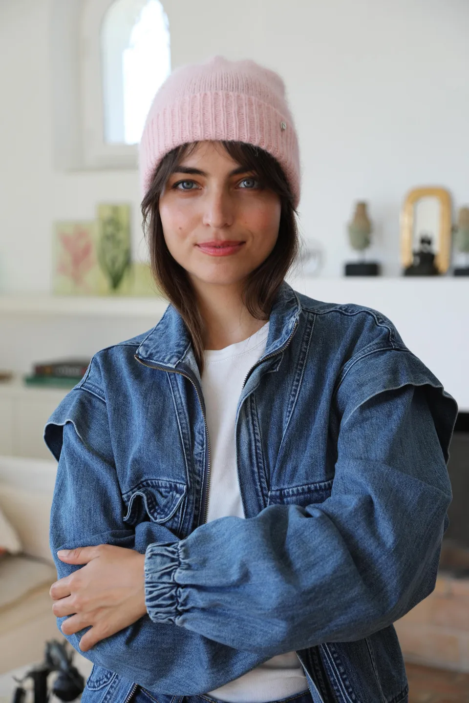 Anny Blatt Bonnet kit maglia cipria 100% angora
