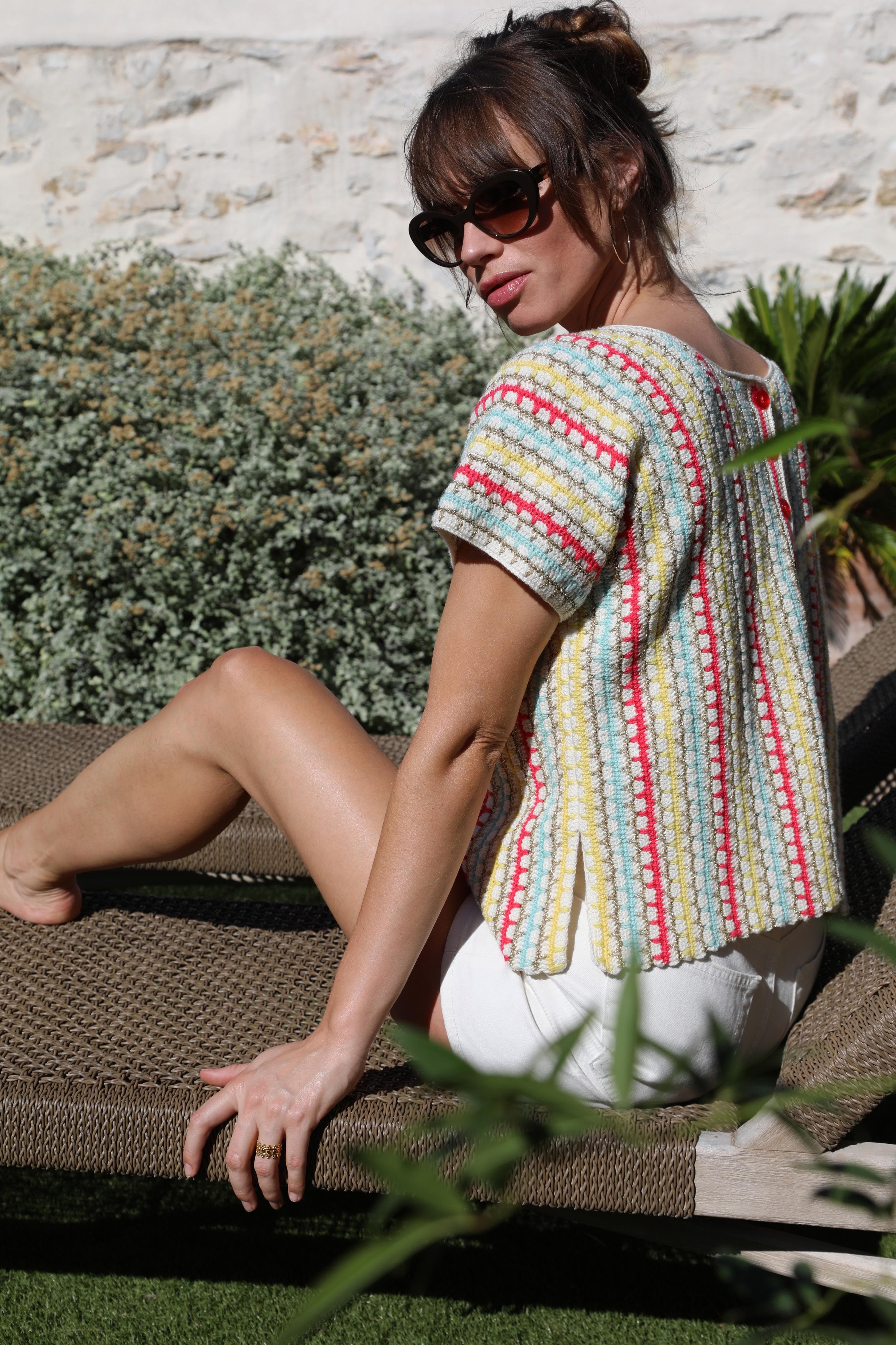 Anny Blatt Lucile kit gilet uncinetto merino Fraise M