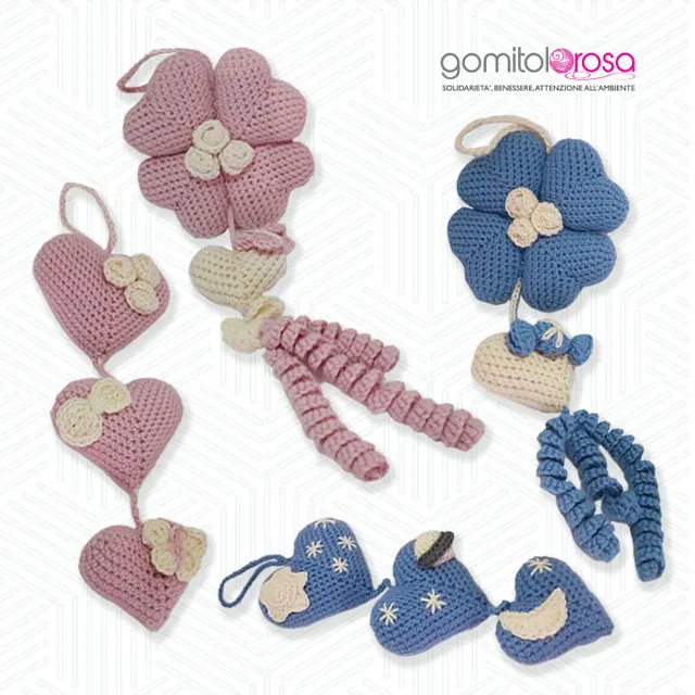 Gomitolorosa Fiocco Nascita bimbo filato rosa azzurro