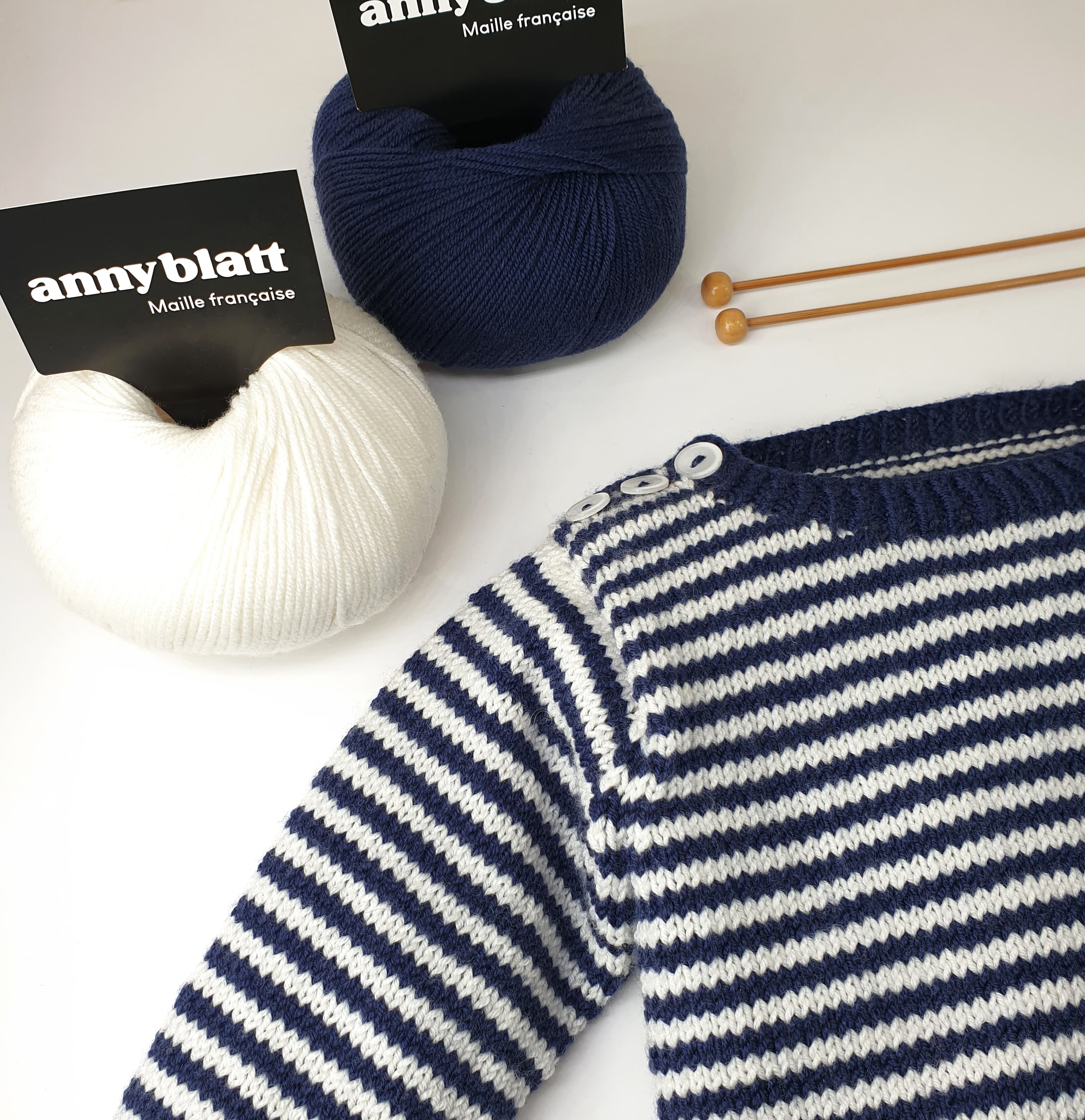 Anny Blatt Marius maglioncino neonato kit lana merino