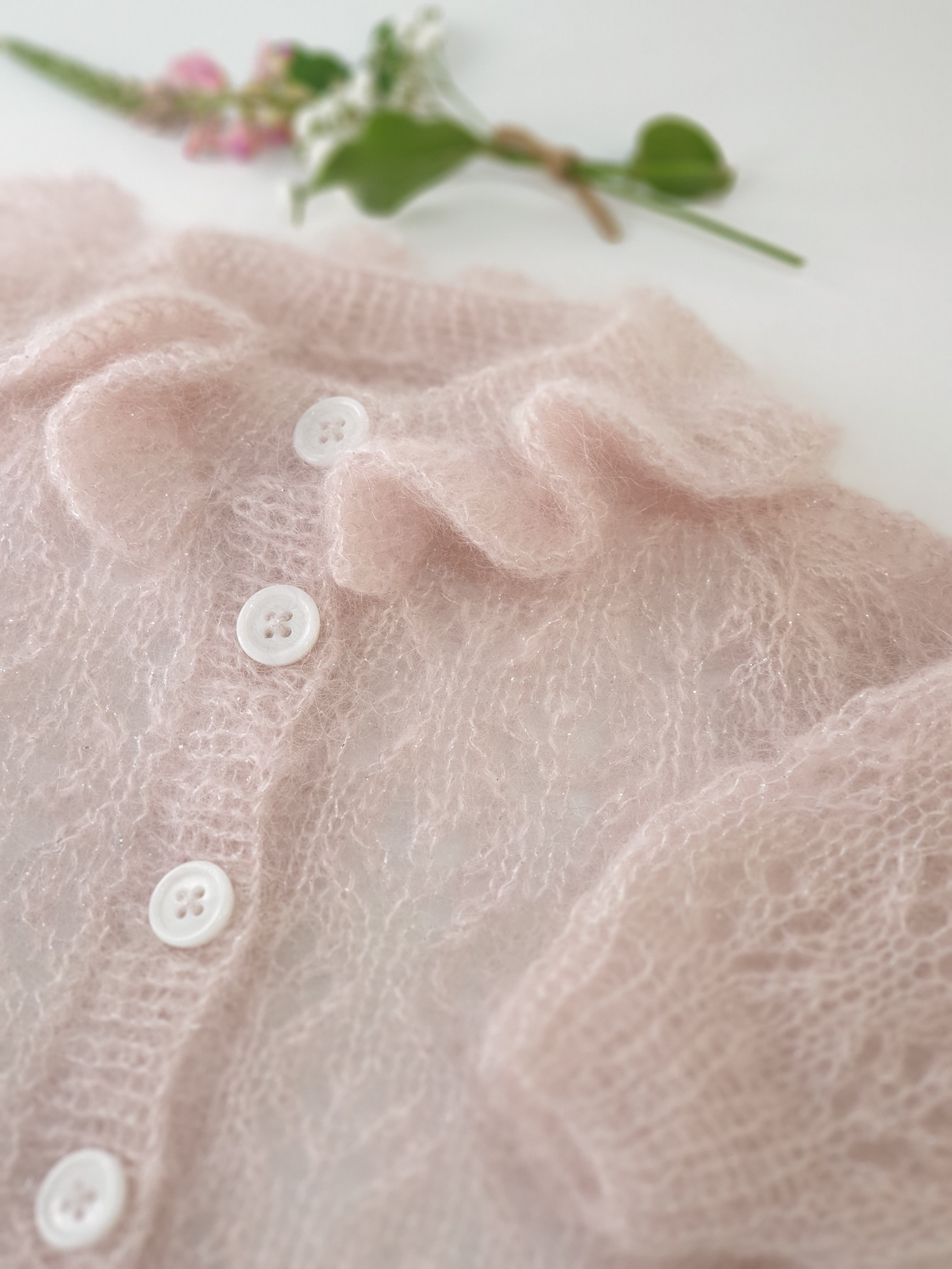 Anny Blatt cardigan kit maglia bimba mohair castagna