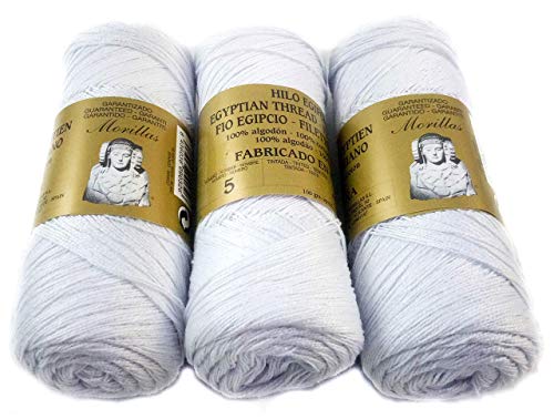 Morillas Zepelines Ne 5/2 cotone perlato bianco blu 3 gomitoli