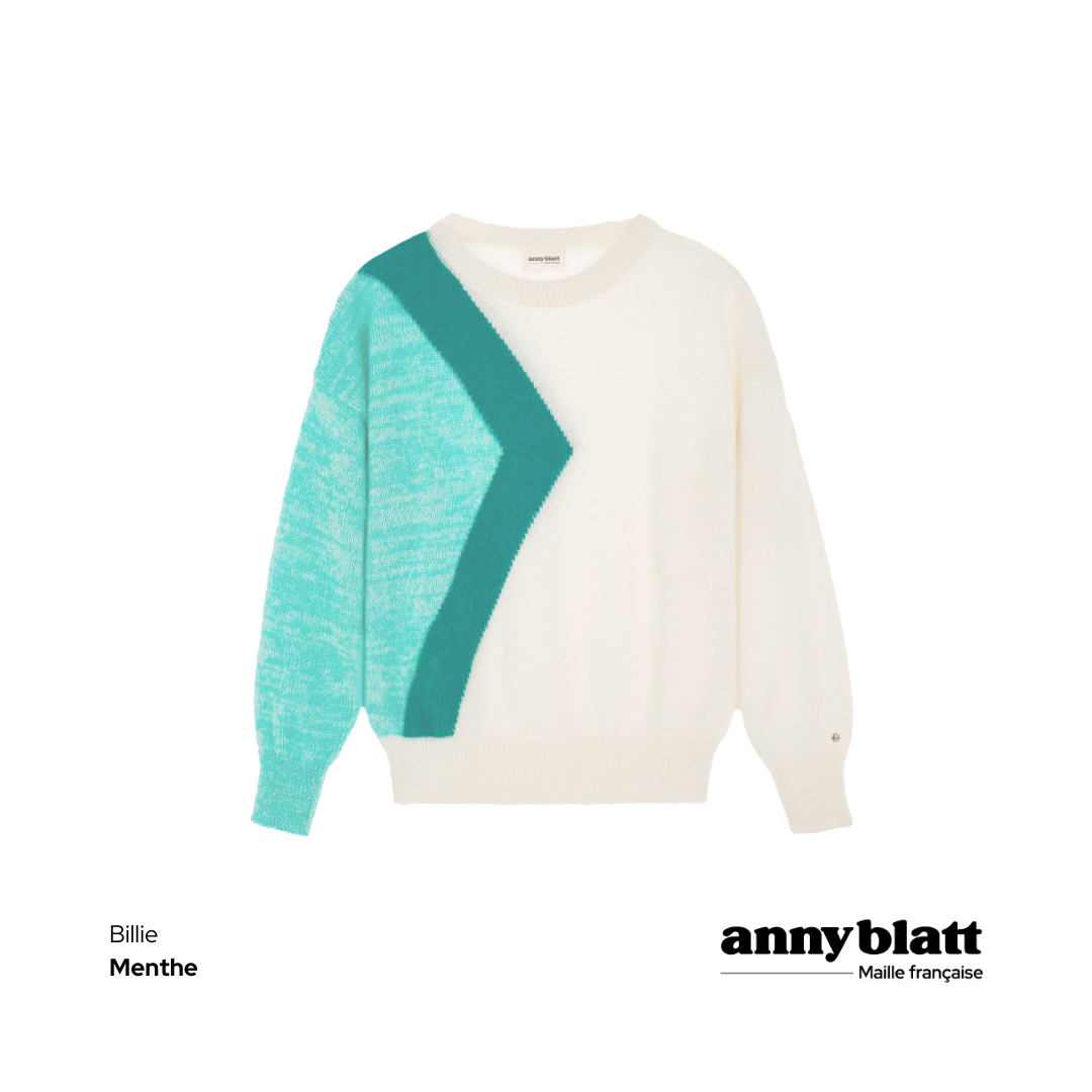 Anny Blatt Billie Menthe maglione mohair angora