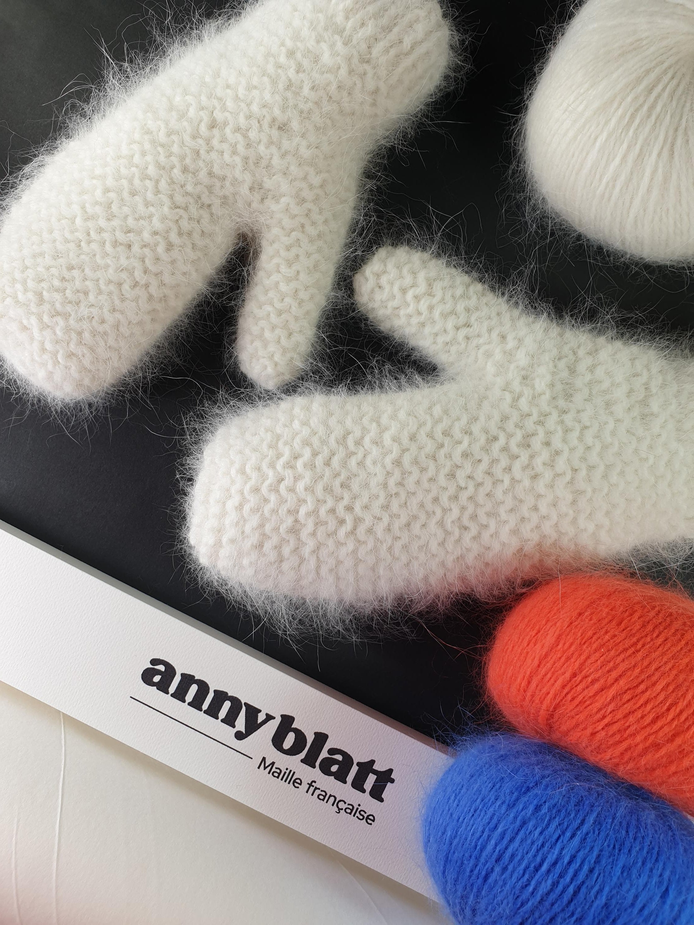 Annyblatt Angora Megève moffole kit maglia Naturale angora