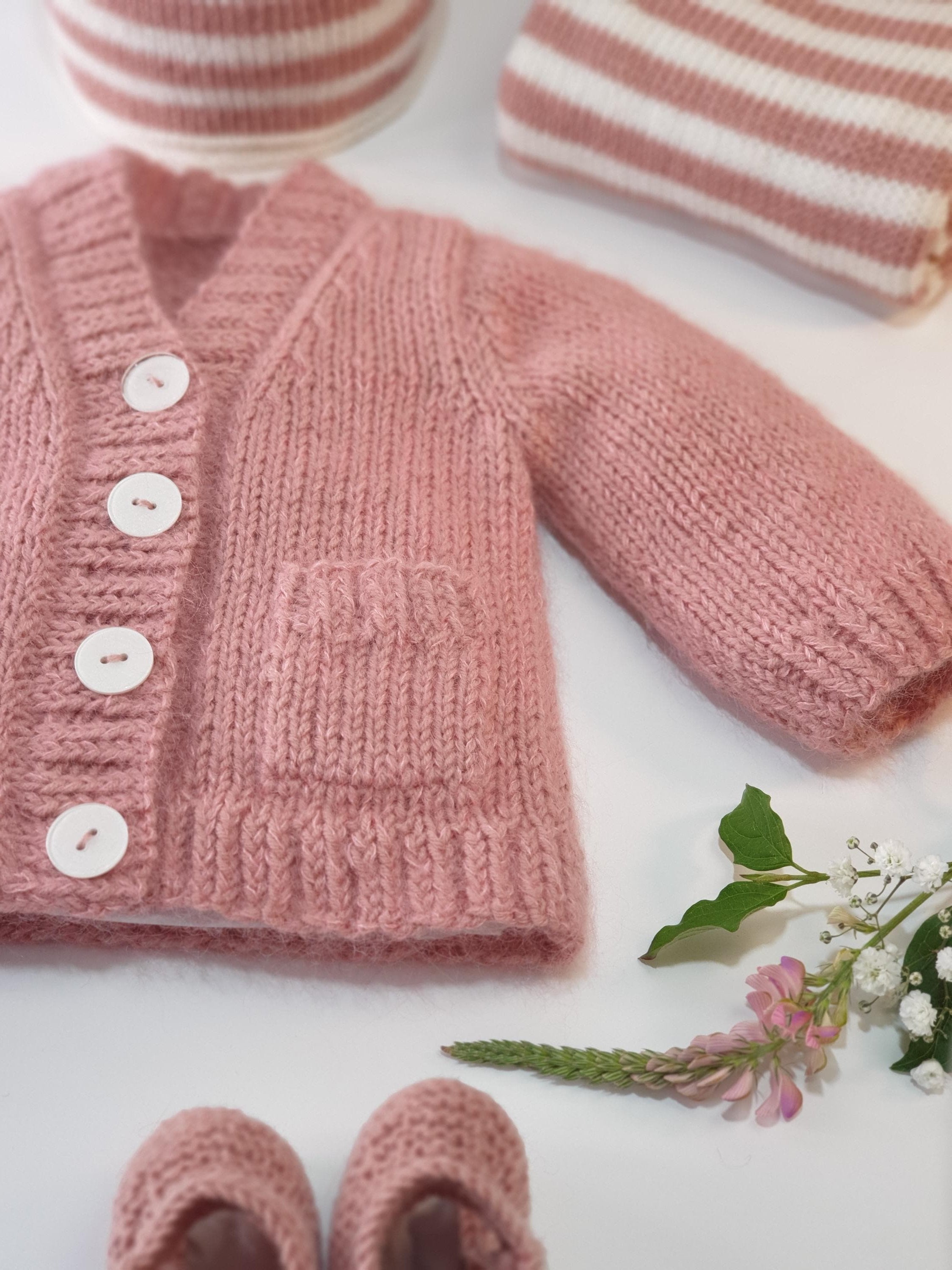 Anny Blatt Jojoba gilet neonato rosa antico