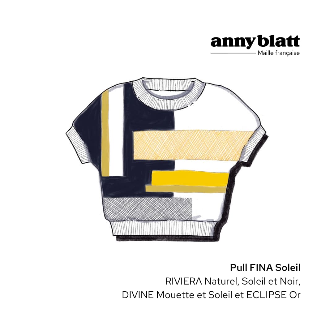 Annyblatt Fina kit top cotone blu caban jacquard