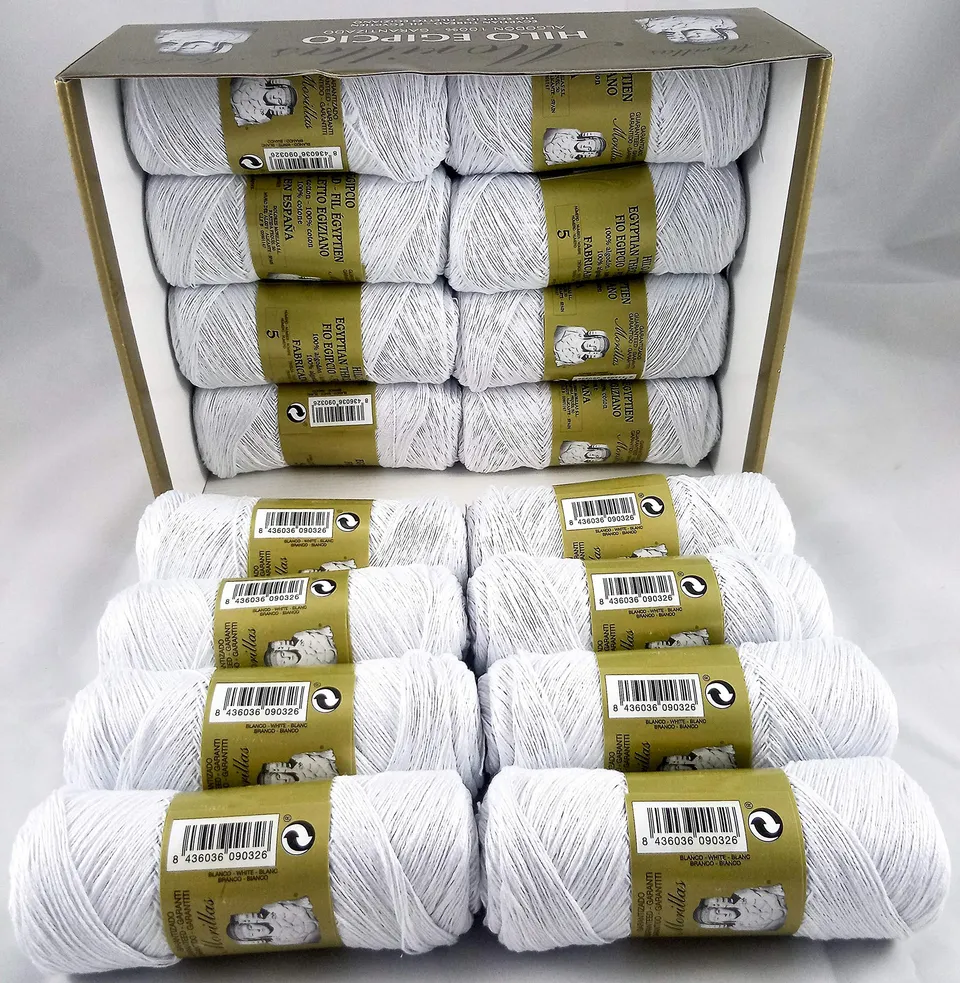 Morillas Zepelines Ne 5/2 filato cotone bianco punto blu 16 pezzi