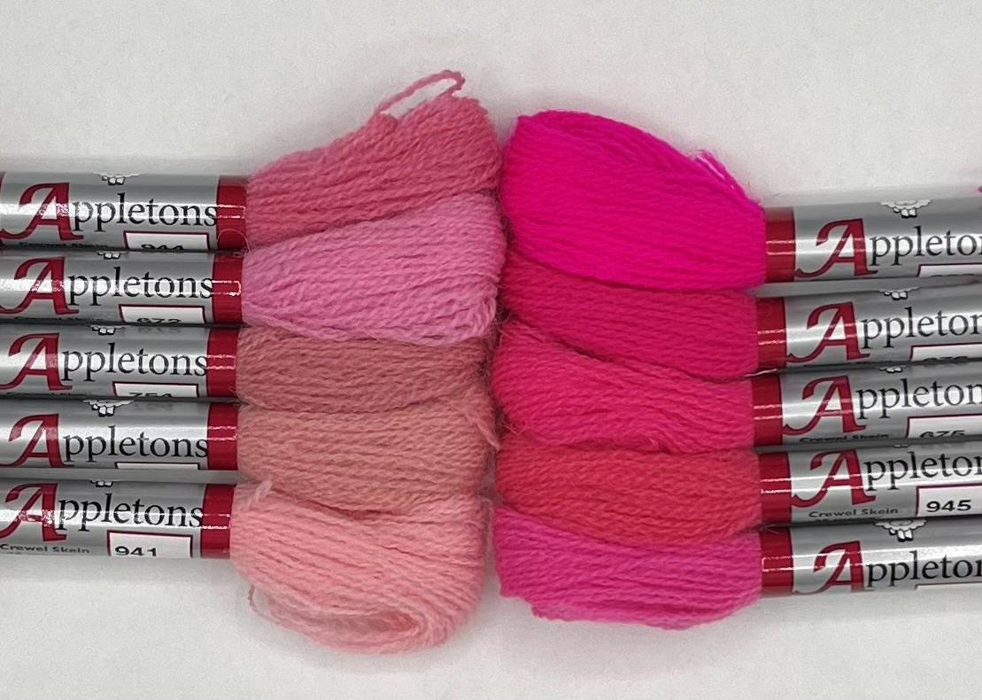Appleton Crewel Wool Pinks lana da ricamo tonalità rosa