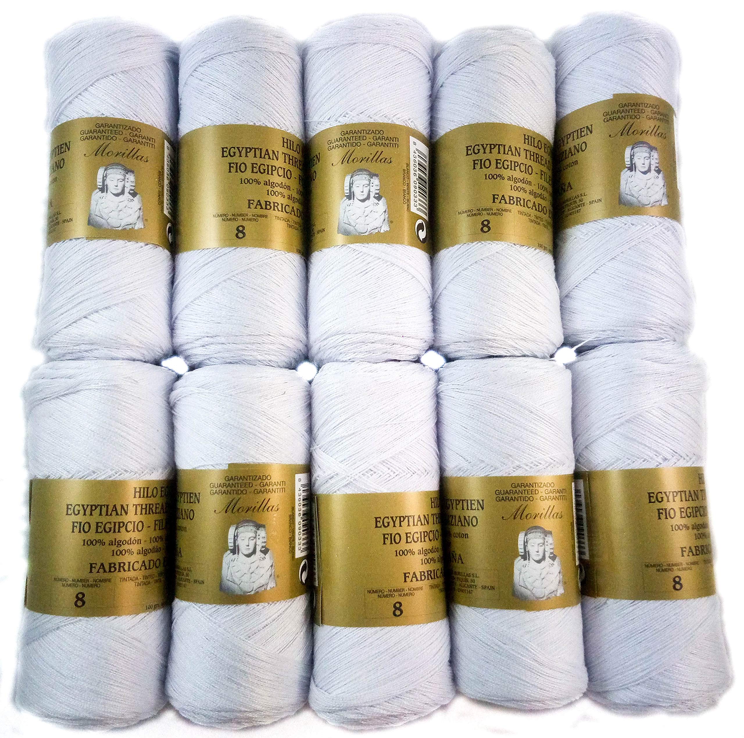 Morillas Zepelines Ne 8/2 cotone perlé bianco punto blu 10x100 g mercerizzato