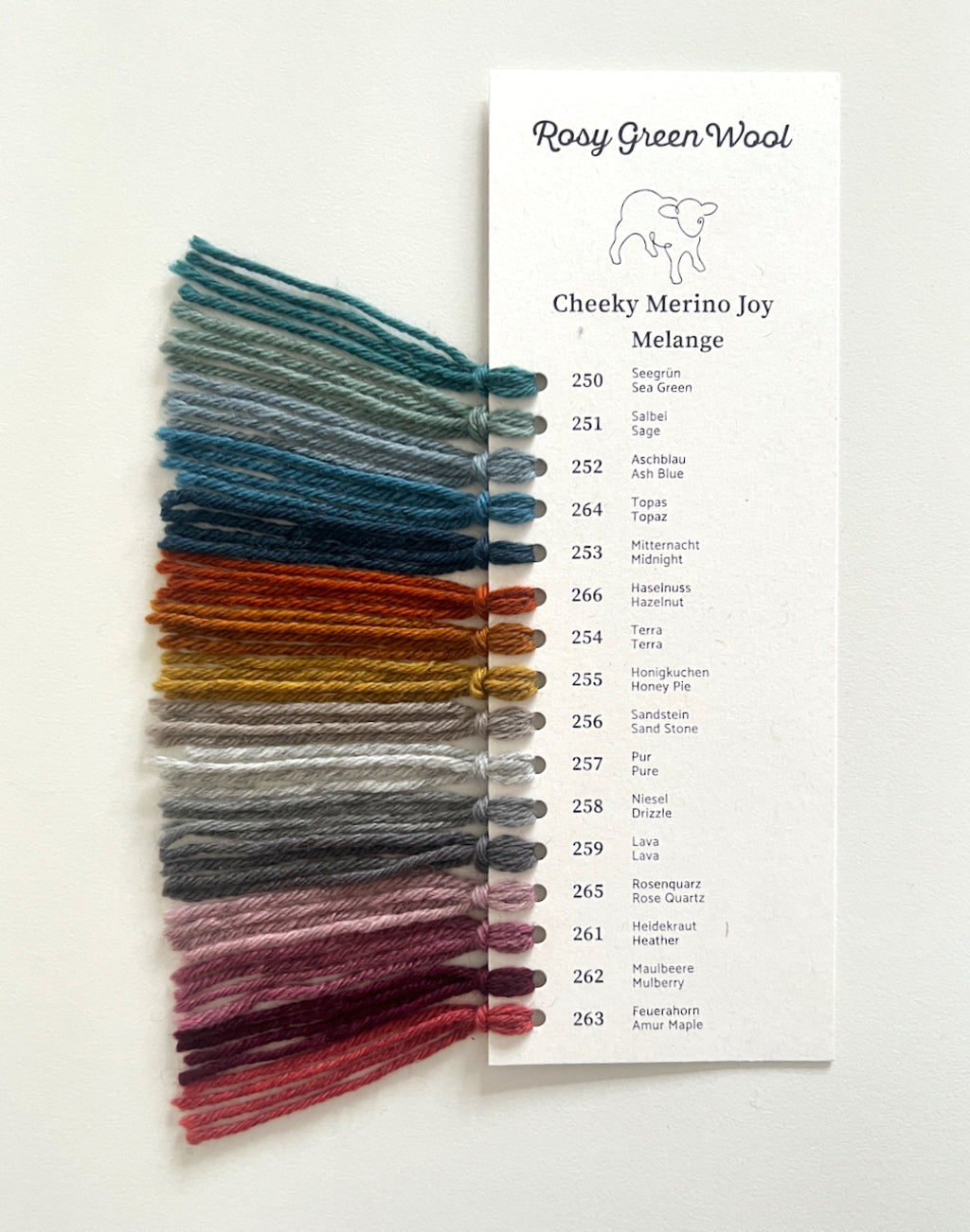 Rosy Green Wool Colour Card cartella colori merino