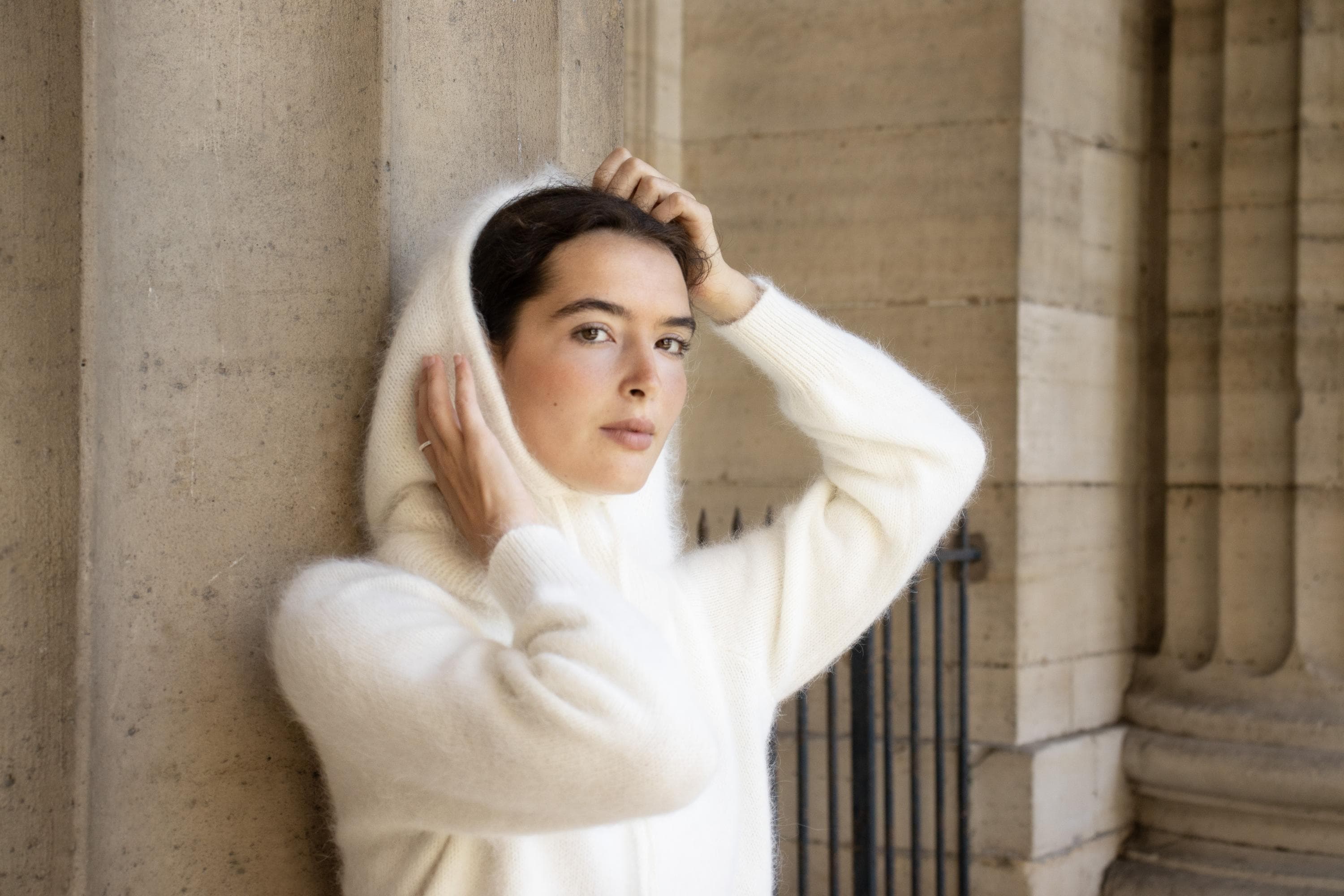 Anny Blatt Karina kit maglia passamontagna angora naturale