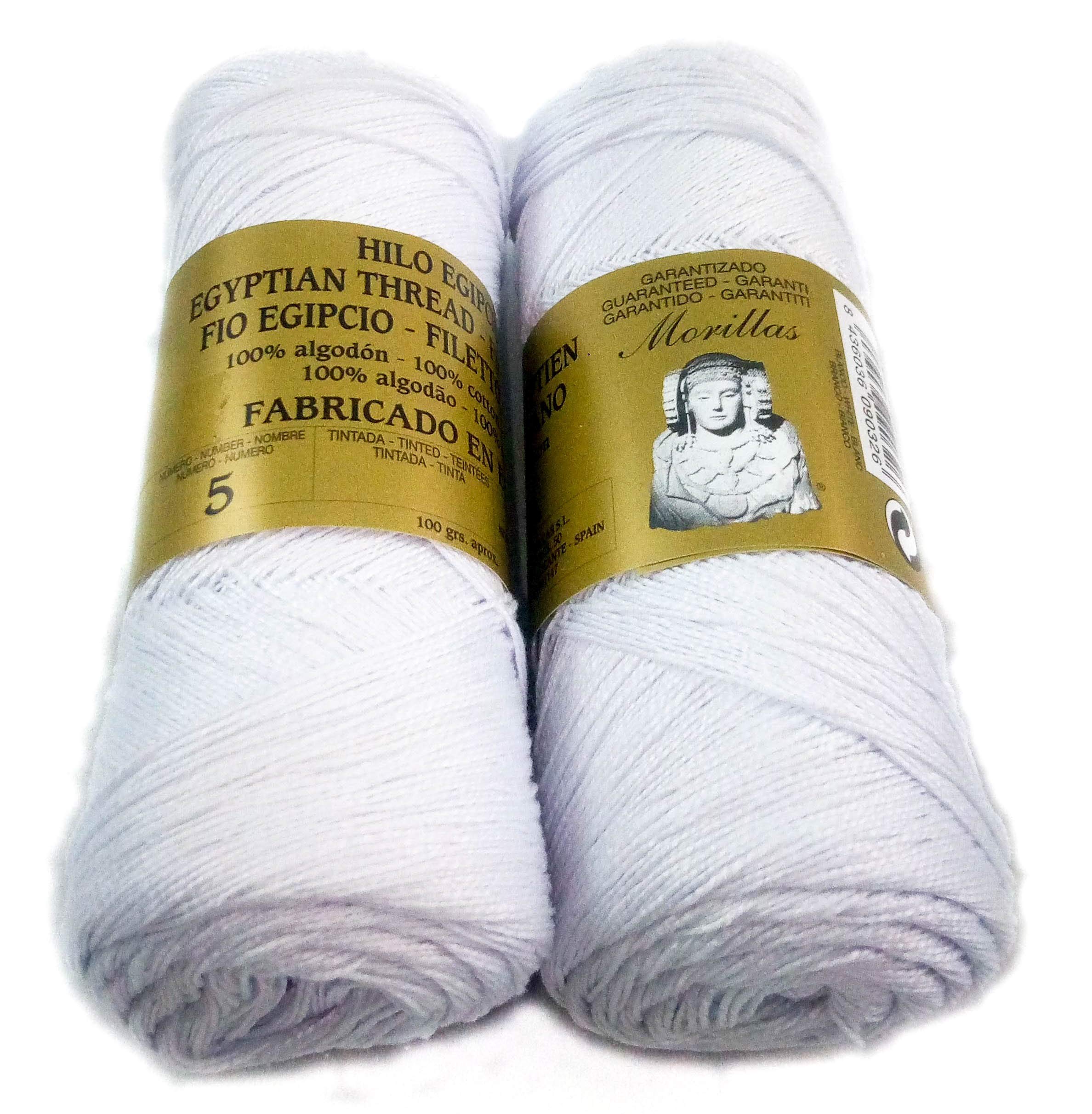 Morillas Zepelines Ne 5/2 filo cotone perlé bianco punto blu 2x85 g