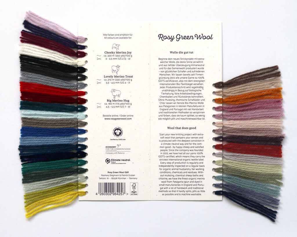 Rosy Green Wool Colour Card cartella colori merino