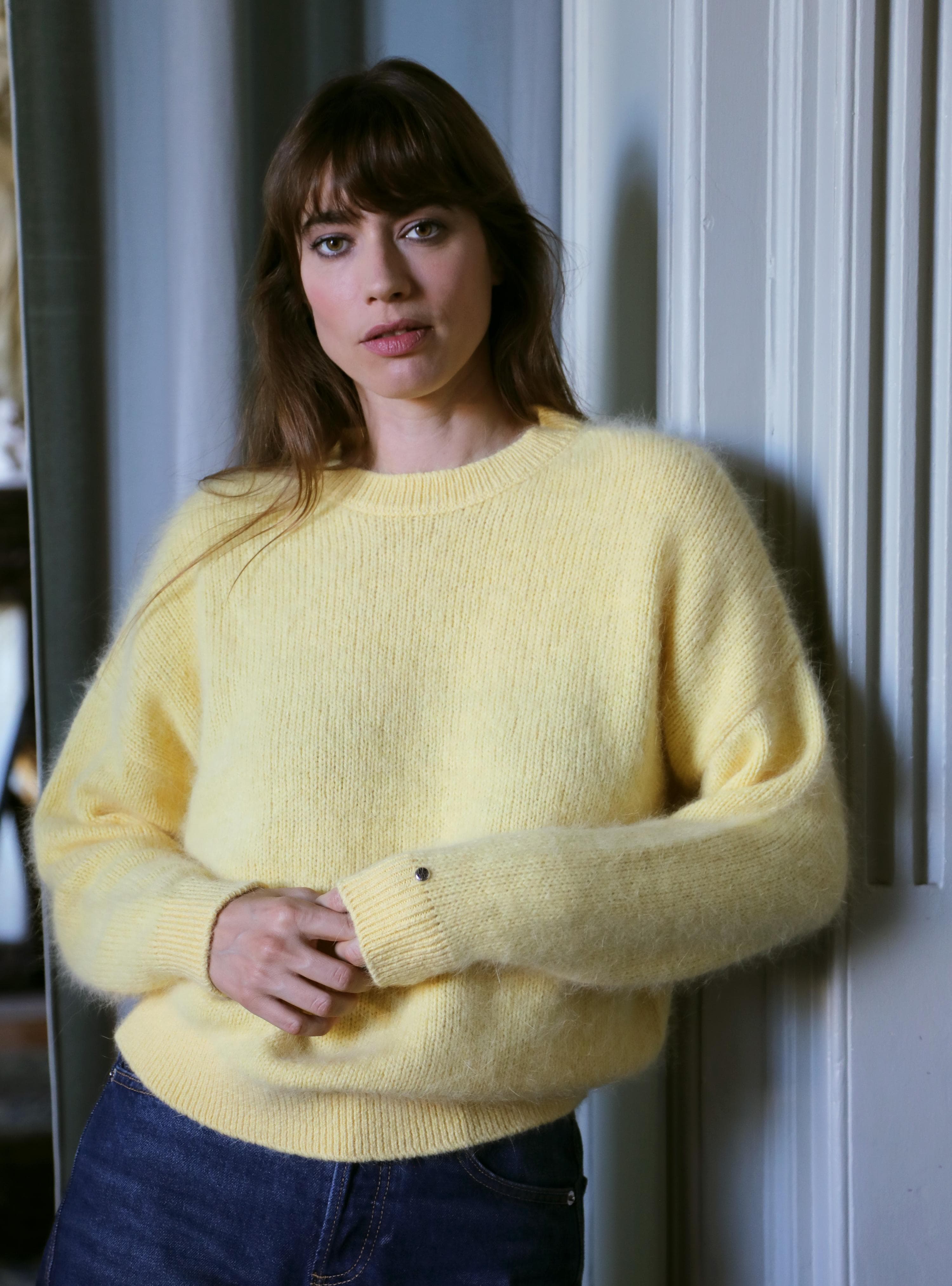 Anny Blatt Pipa Joie maglione angora giallo taglia M