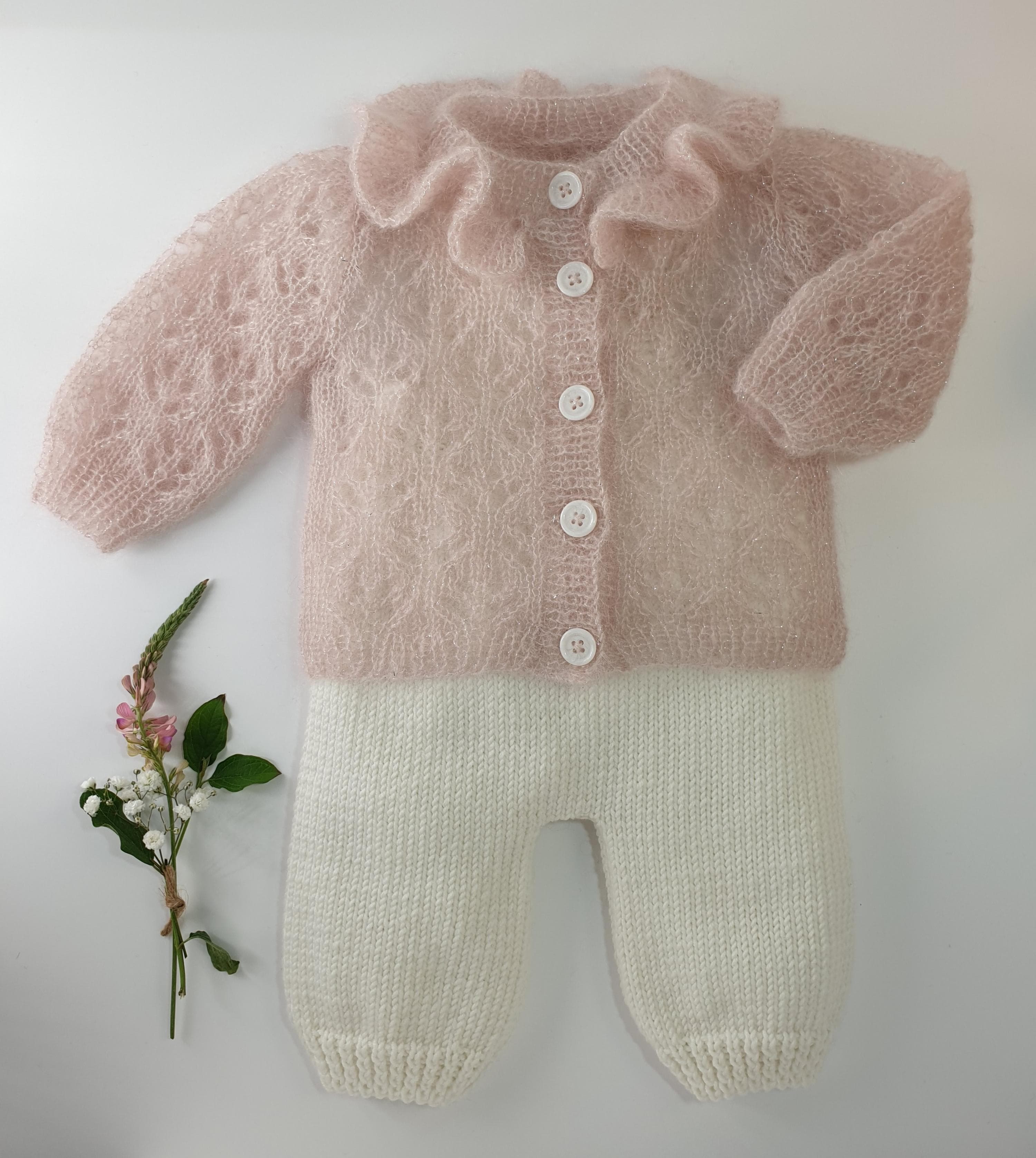 Anny Blatt cardigan kit maglia bimba mohair castagna
