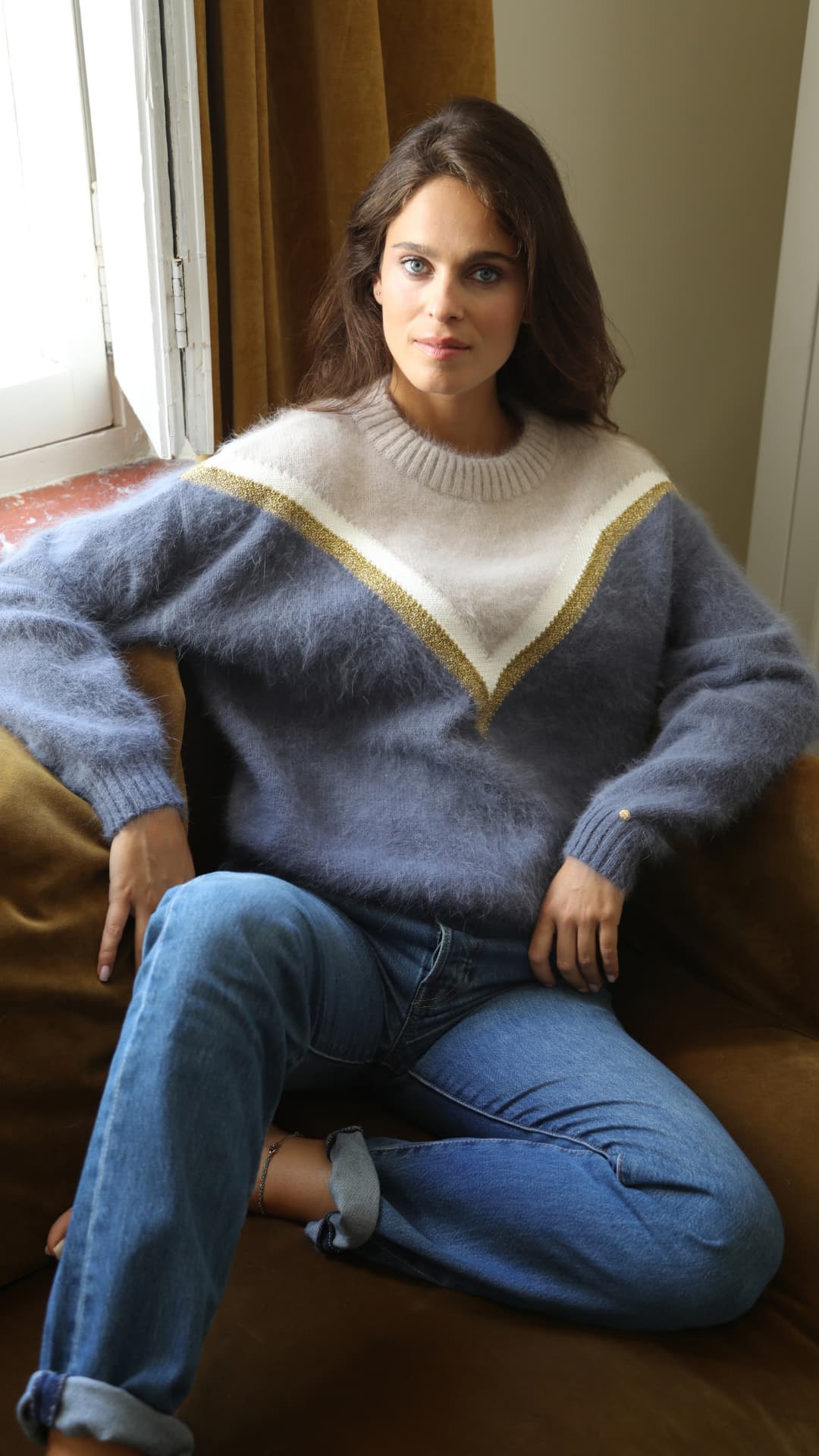 Anny Blatt Celeste maglione angora cumulus dune XS