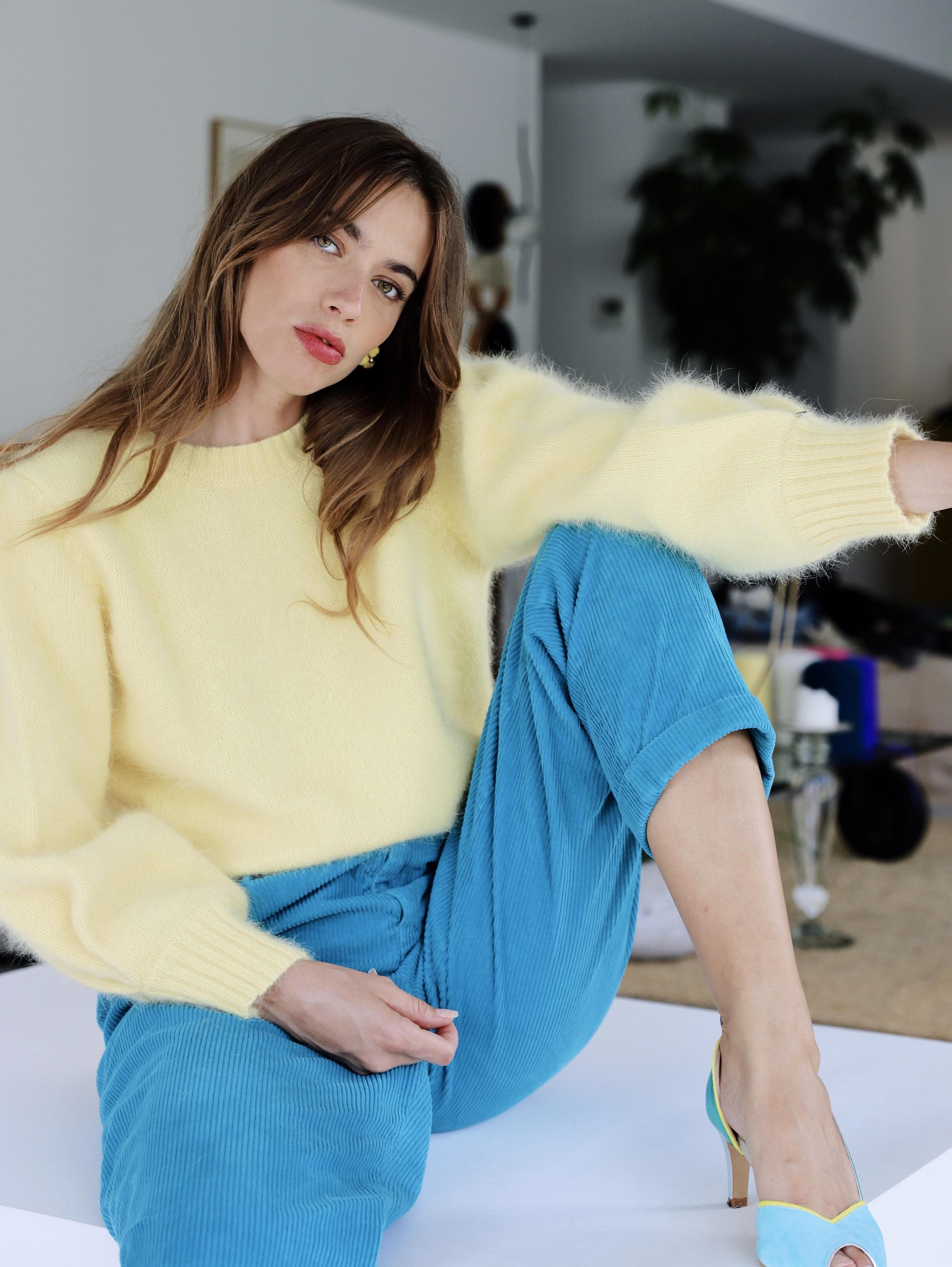 Annyblatt Alix maglione angora giallo caldo leggero