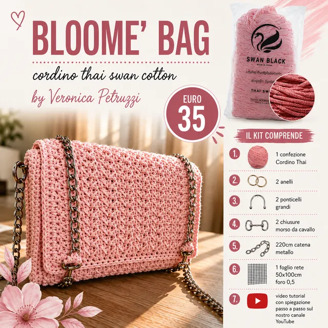 Il Filo di Arianna Bloome Bag kit borsa cordino thai con tutorial