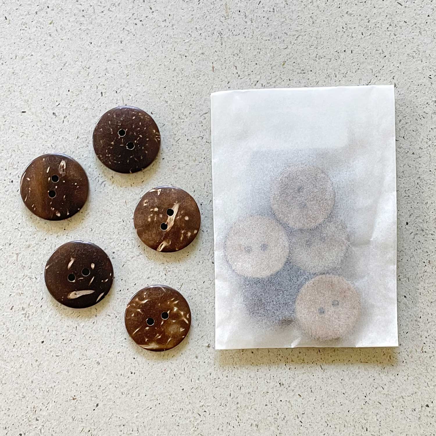 Pascuali bottoni cocco set 5 pezzi marroni opachi