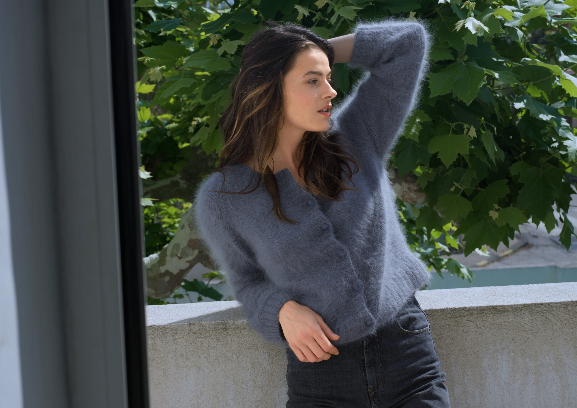 Anny Blatt Colline cardigan angora grigio