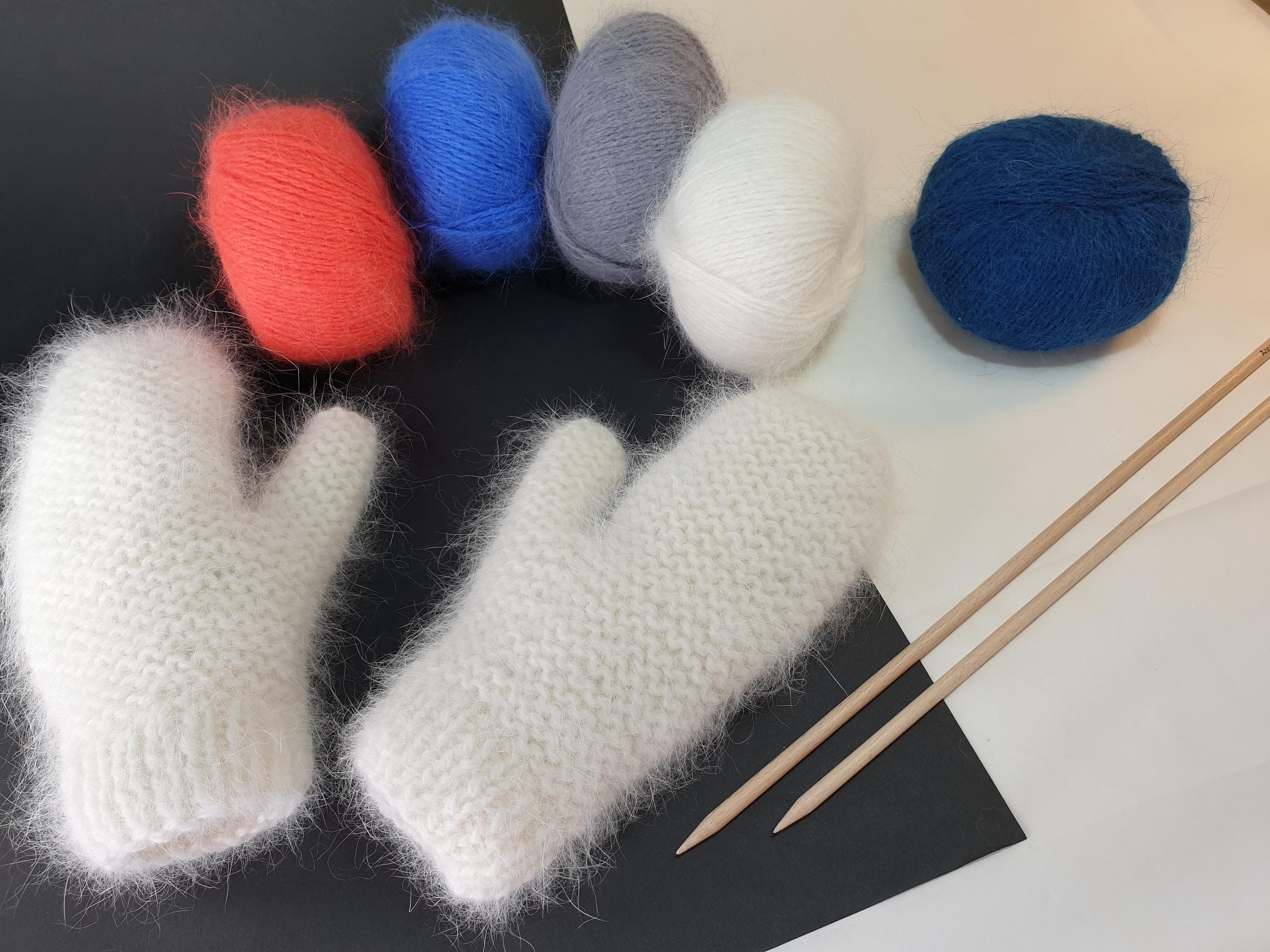 Annyblatt Angora Megève moffole kit maglia Naturale angora