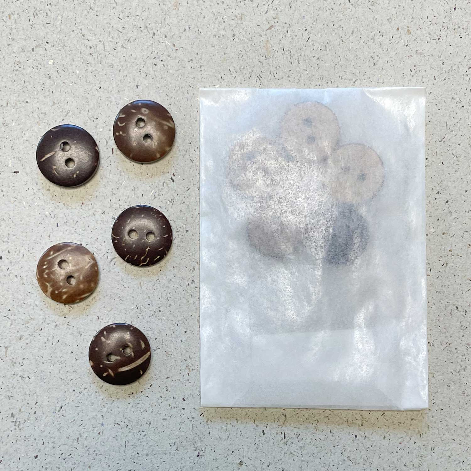 Pascuali bottoni cocco set 5 pezzi marroni opachi
