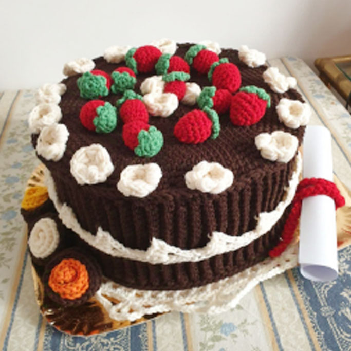 Gomitolorosa 4ARTS Torta al cioccolato opera in lana
