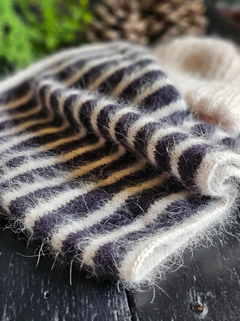 Annyblatt Montana kit scaldacollo angora nero e dune