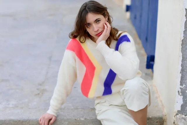 Annyblatt Inès pullover mohair Naturale e Neon