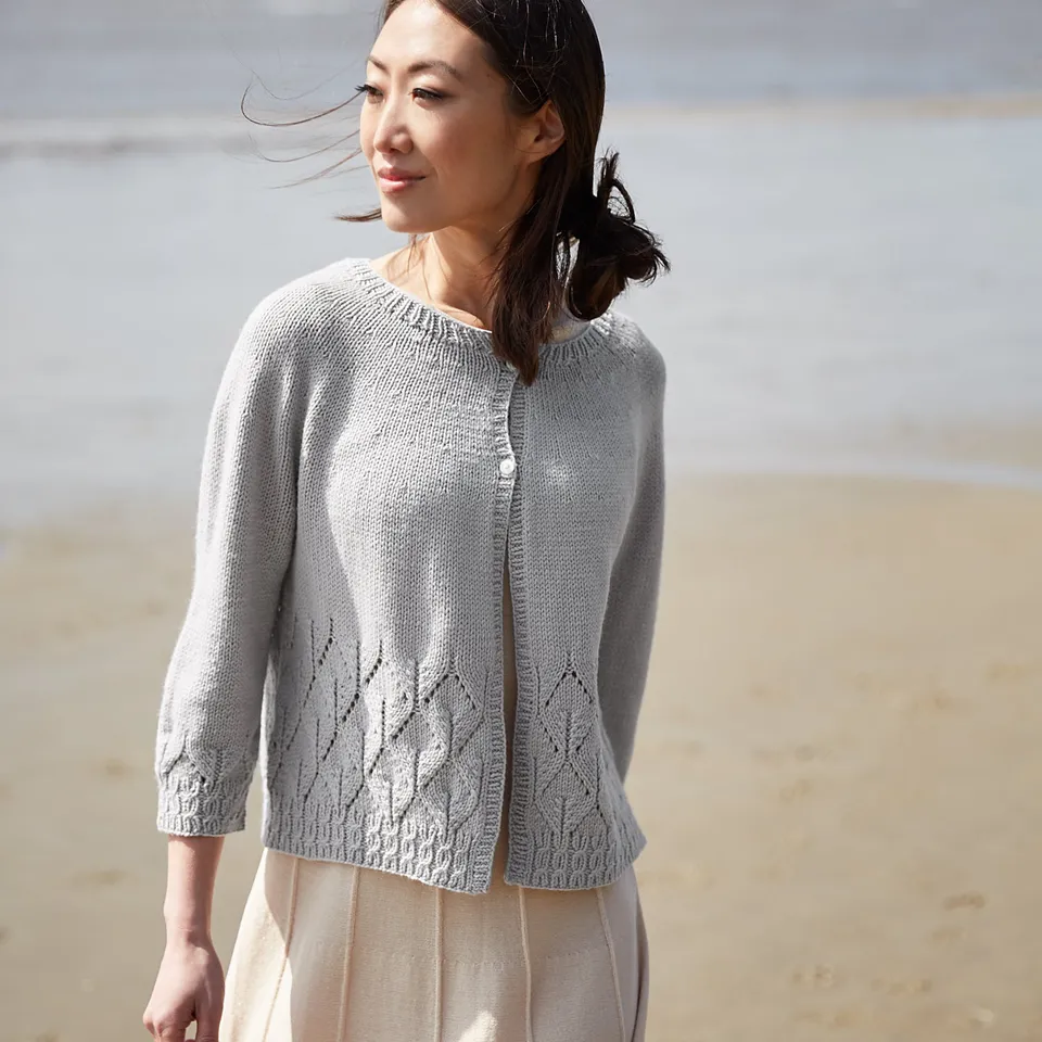Rosy Green Wool Caresse Cardigan schema maglia donna