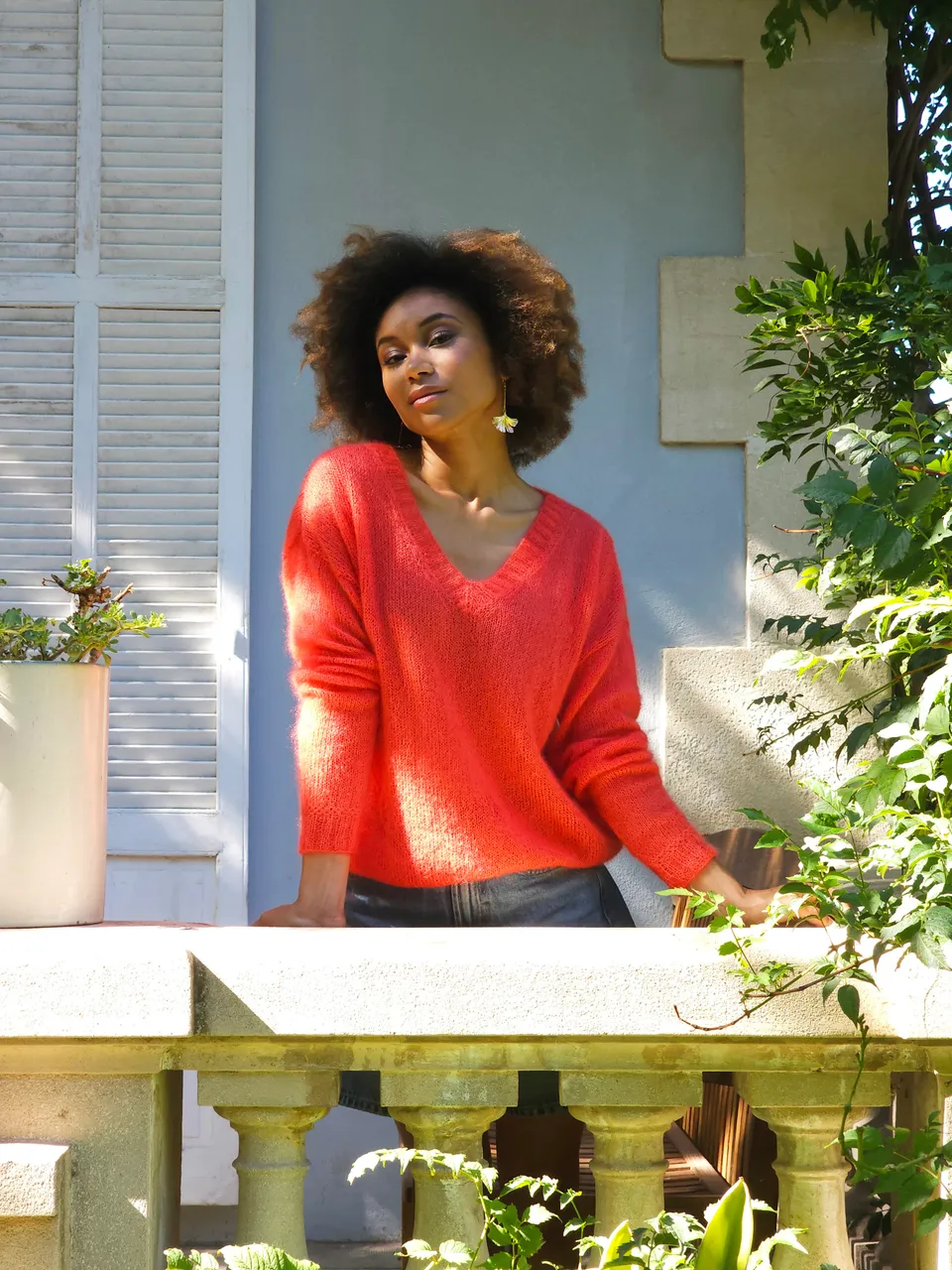 Annyblatt Olivia kit maglia pullover scollo V capucine