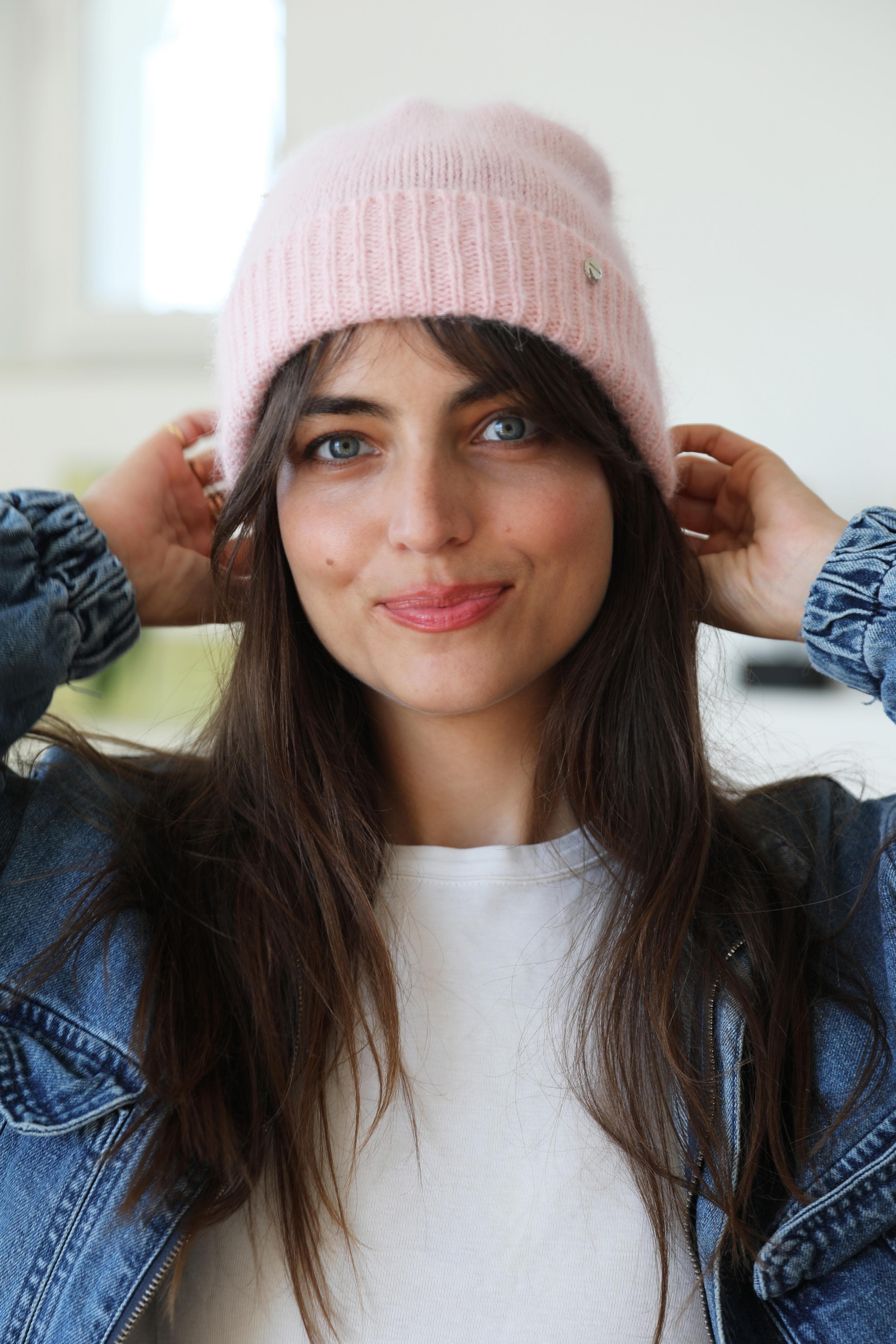 Anny Blatt Bonnet kit maglia cipria 100% angora