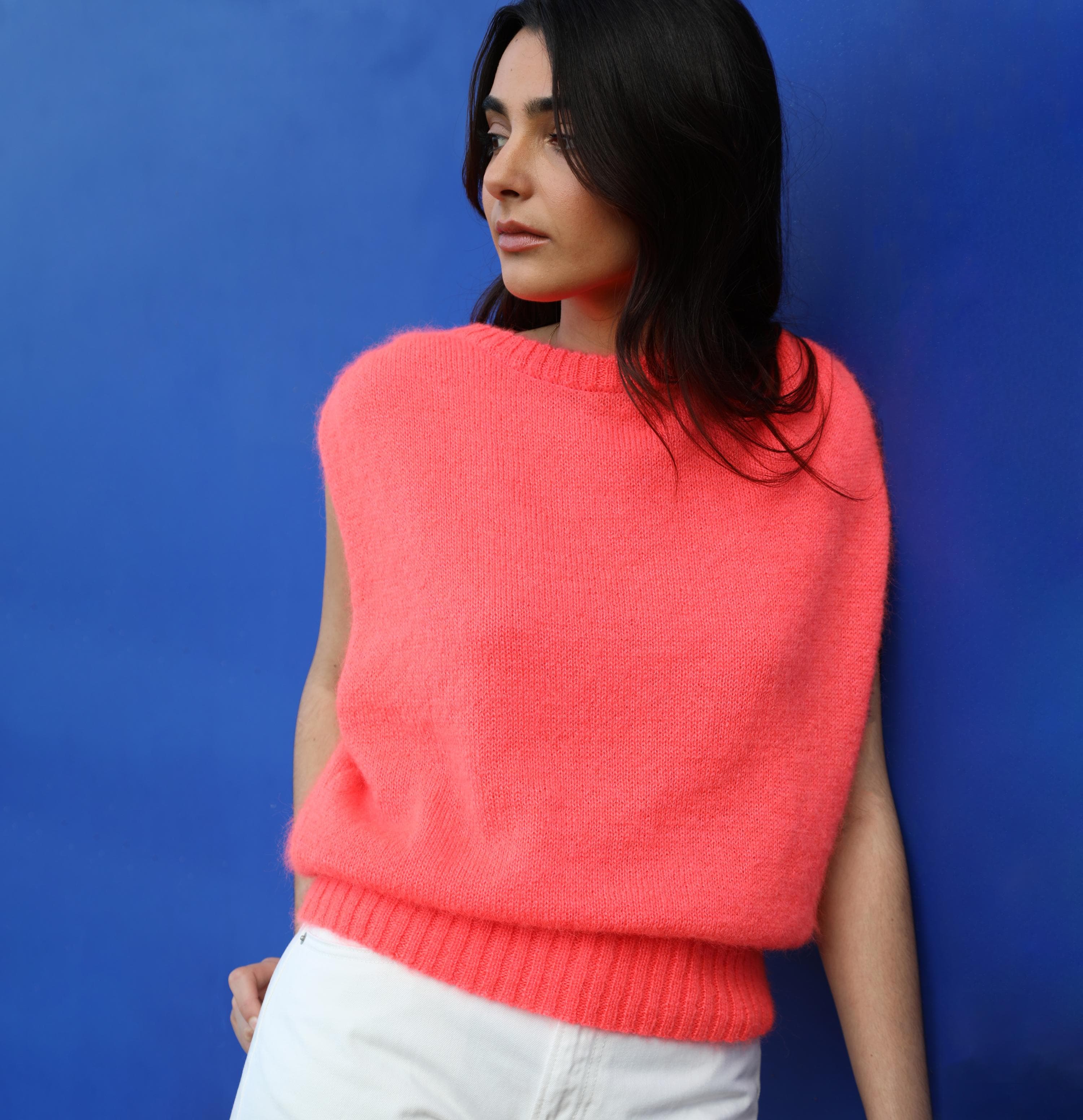 Anny Blatt Pearl top maglia mohair senza maniche