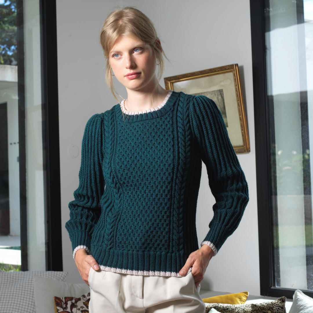 Annyblatt Celia maglione schema maglia taglia S pacifico merino