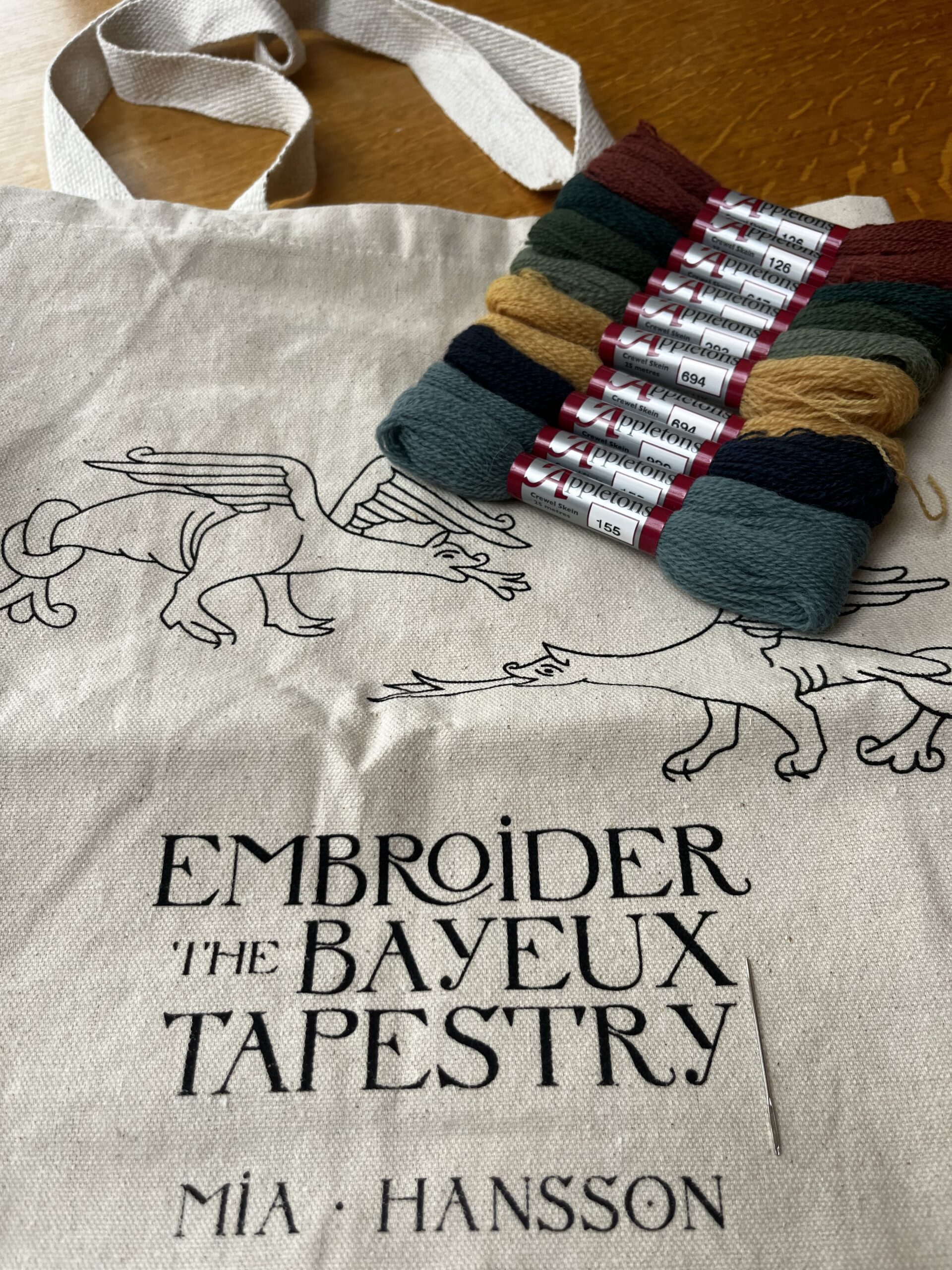 Appleton Bros. Bayeux Tapestry borsa tote da ricamare draghi