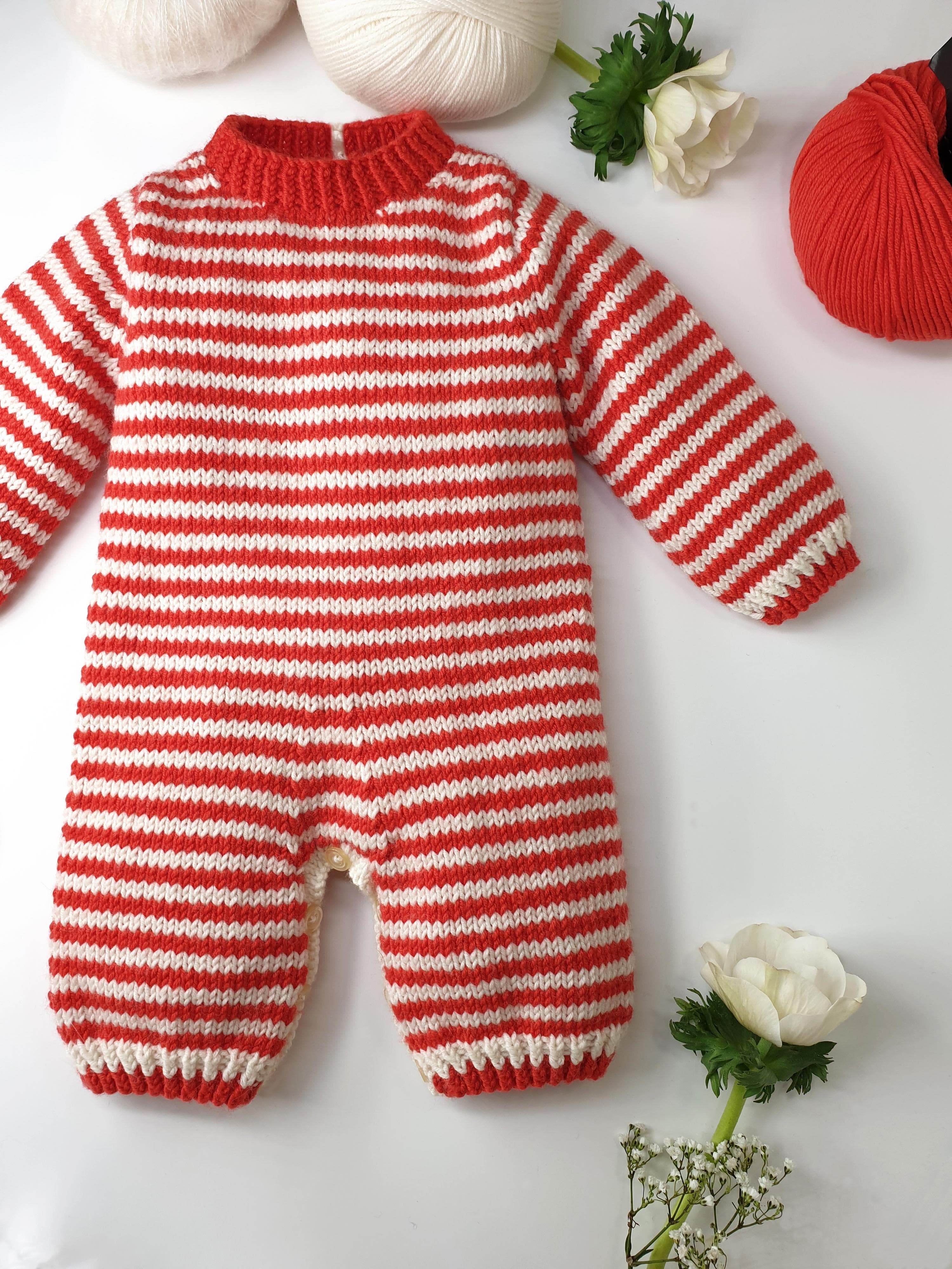 Annyblatt Hêtre tutina neonato kit maglia taglia 1 rosso e naturale