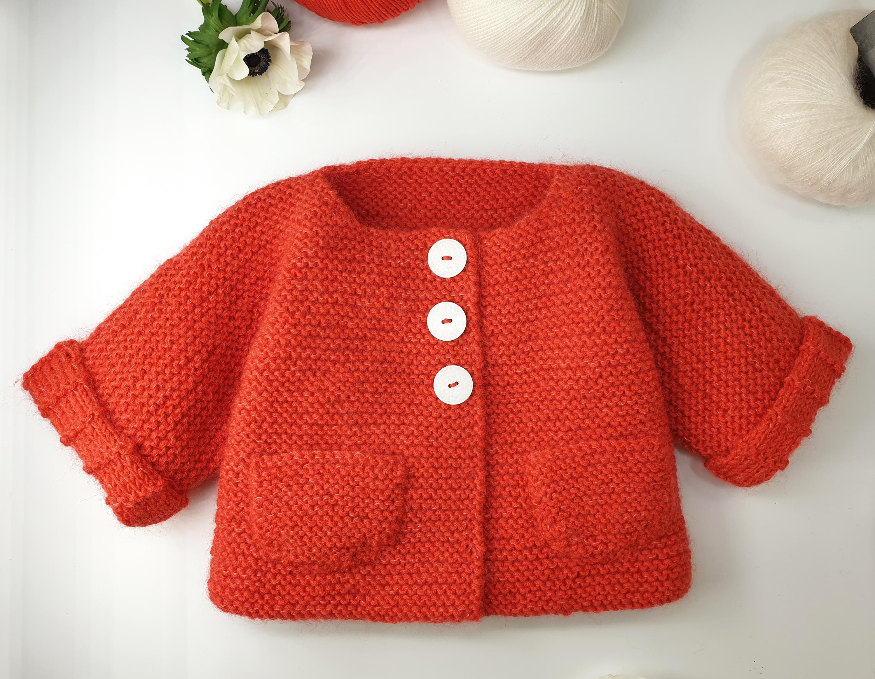 Annyblatt Pin cappottino neonato modello maglia merinos
