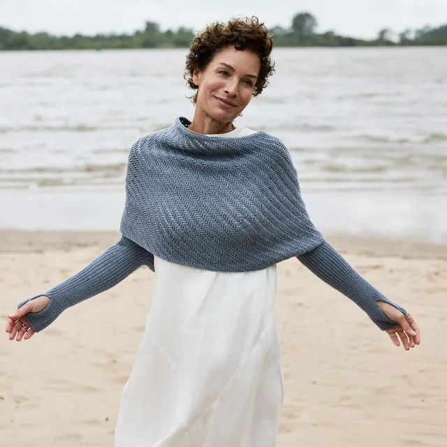 Rosy Green Wool Crossway Wrap schema scialle maniche
