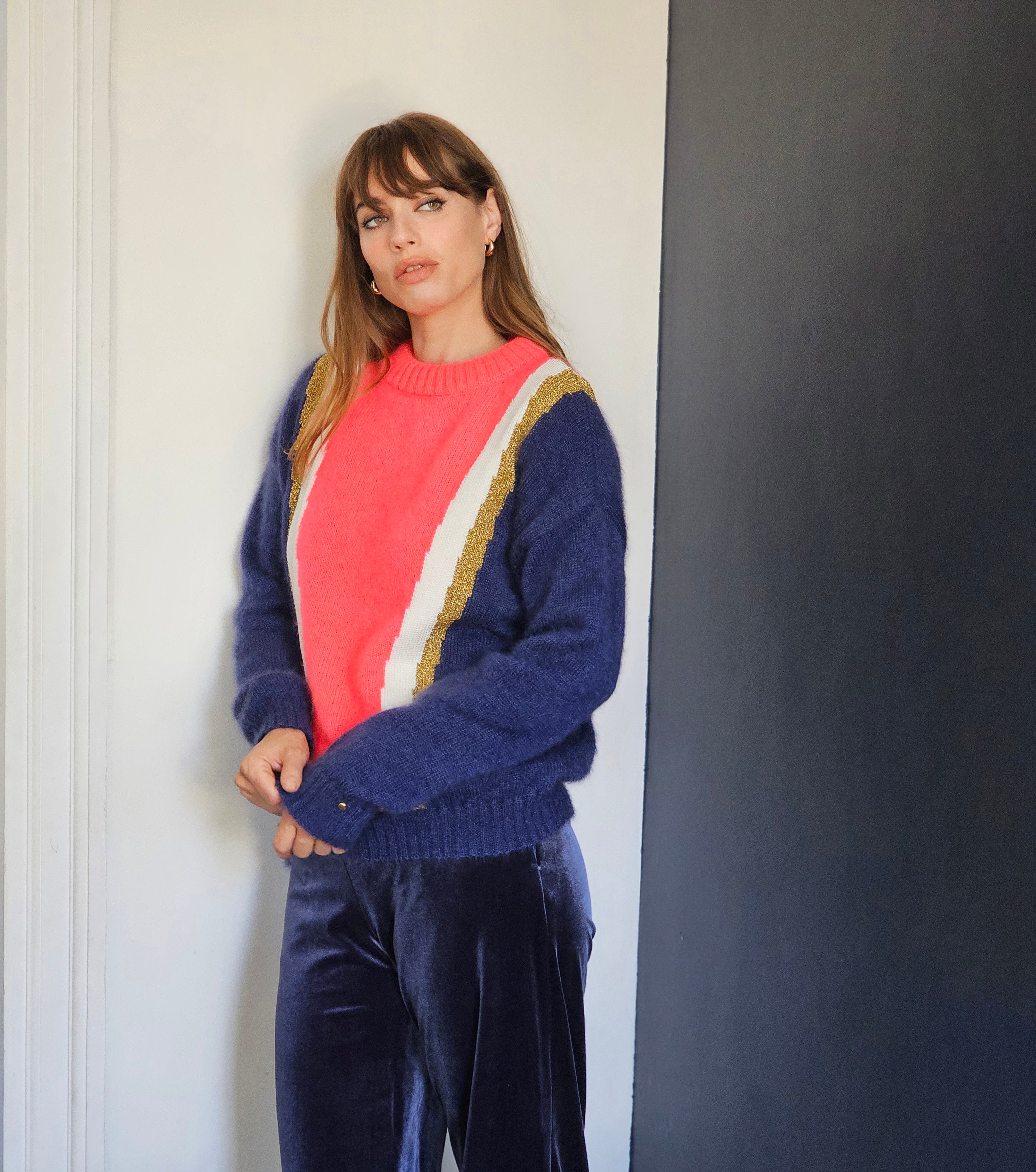 Anny Blatt Serena maglione mohair seta neon