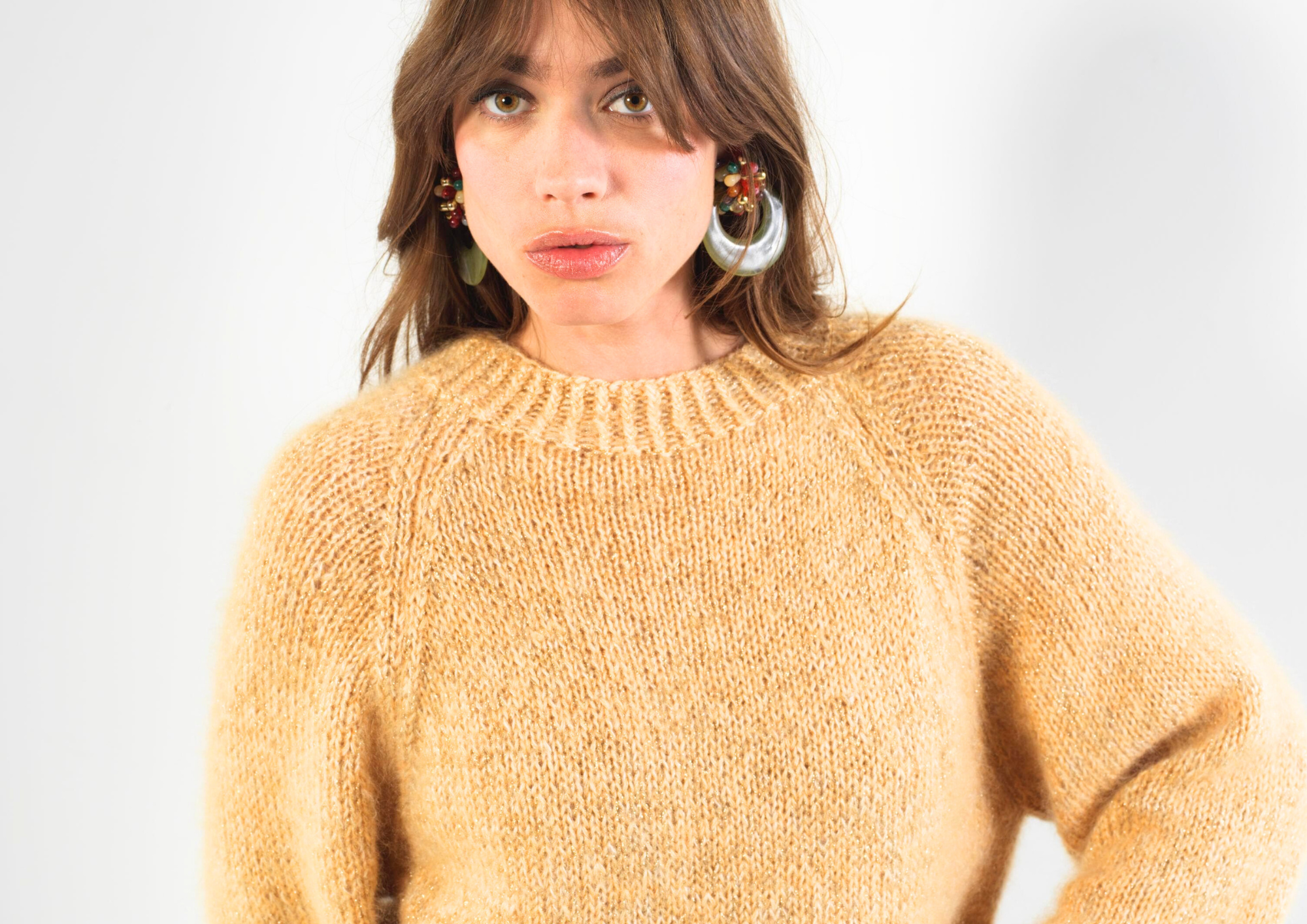 Anny Blatt Shery kit maglia pull mohair ambra