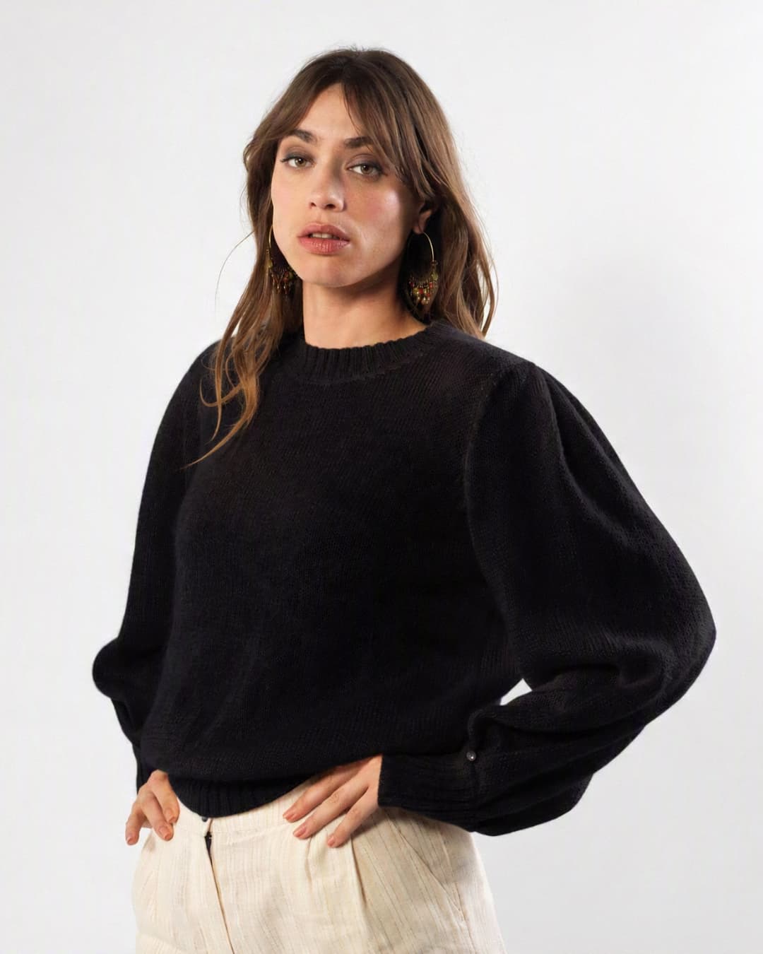 Annyblatt Alix maglione mohair seta nero M