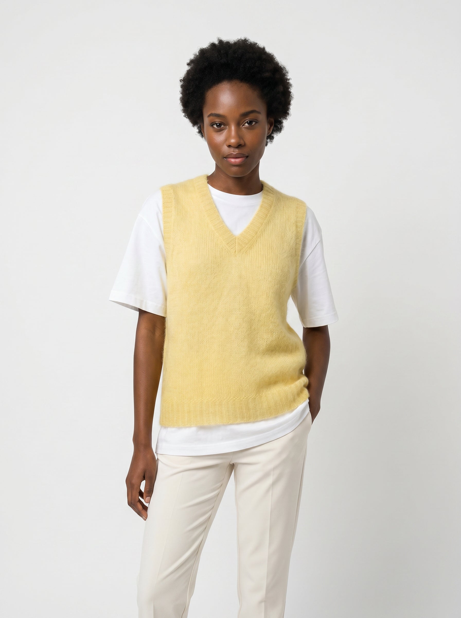 Anny Blatt Eulalie top mohair seta citronnade taglia S